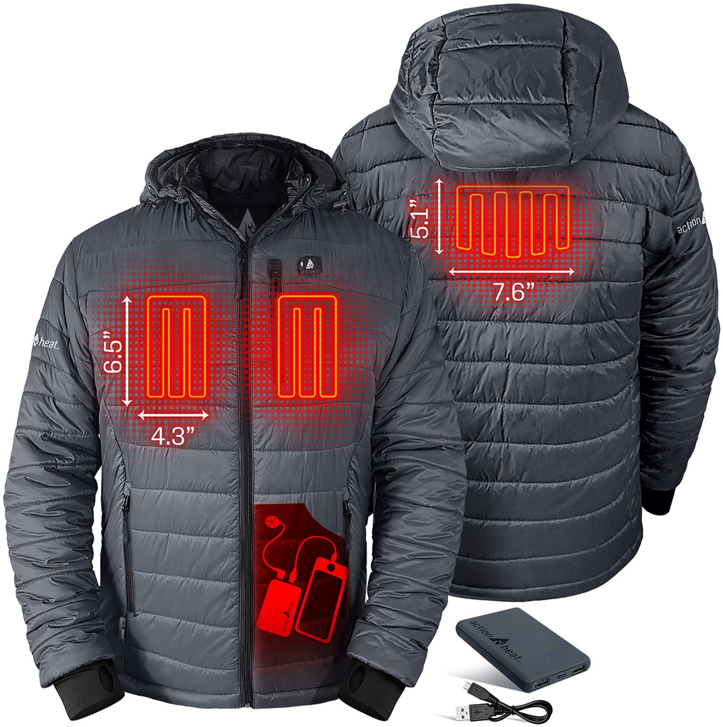 ActionHeat Men's 5V Battery Heated Puffer Jacket with Hood - view number 3