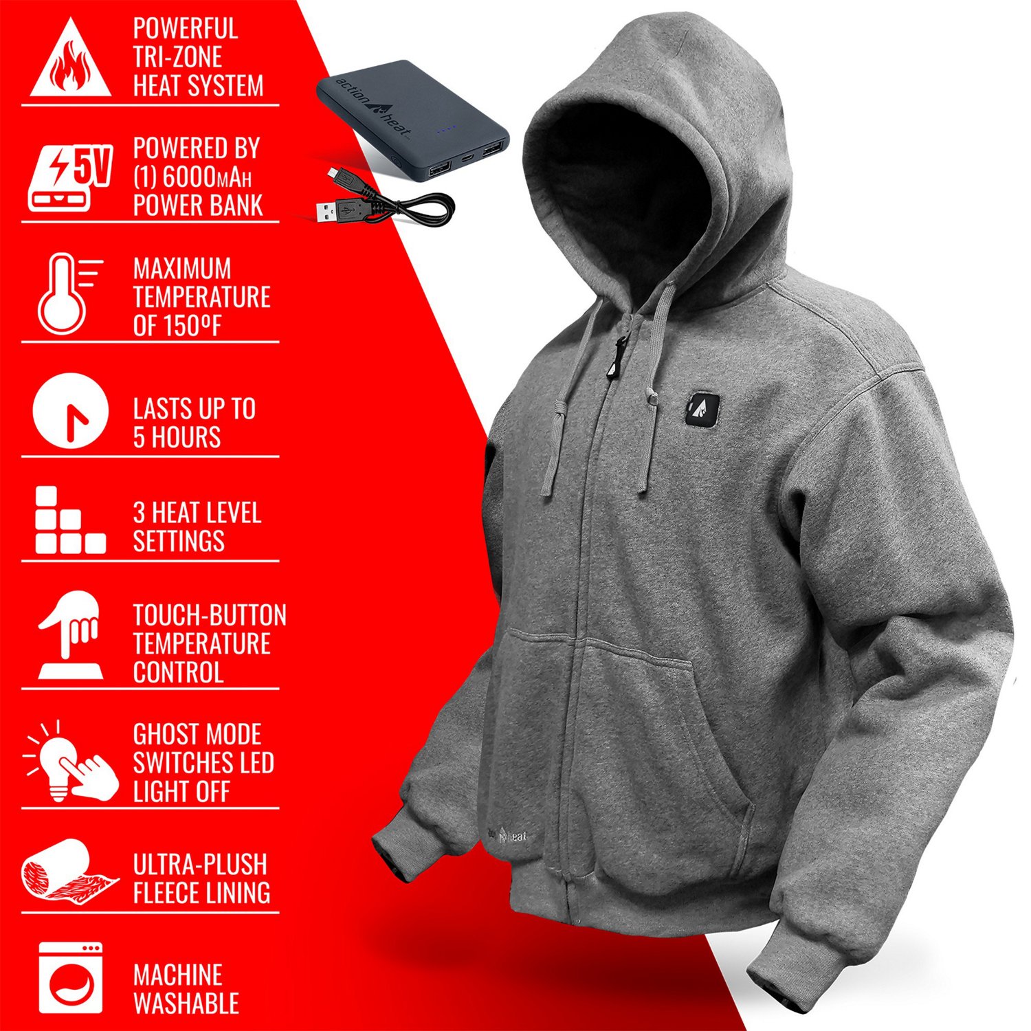 ActionHeat Men's 5 V Battery Heated Hoodie - view number 5