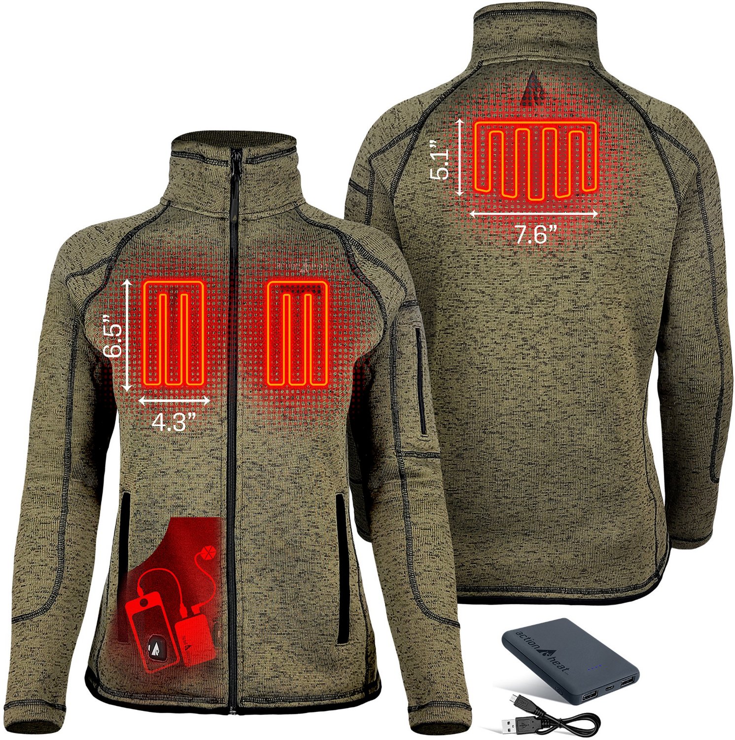 ActionHeat Women's Slim Fit 5V Battery Heated Sweater Jacket Academy