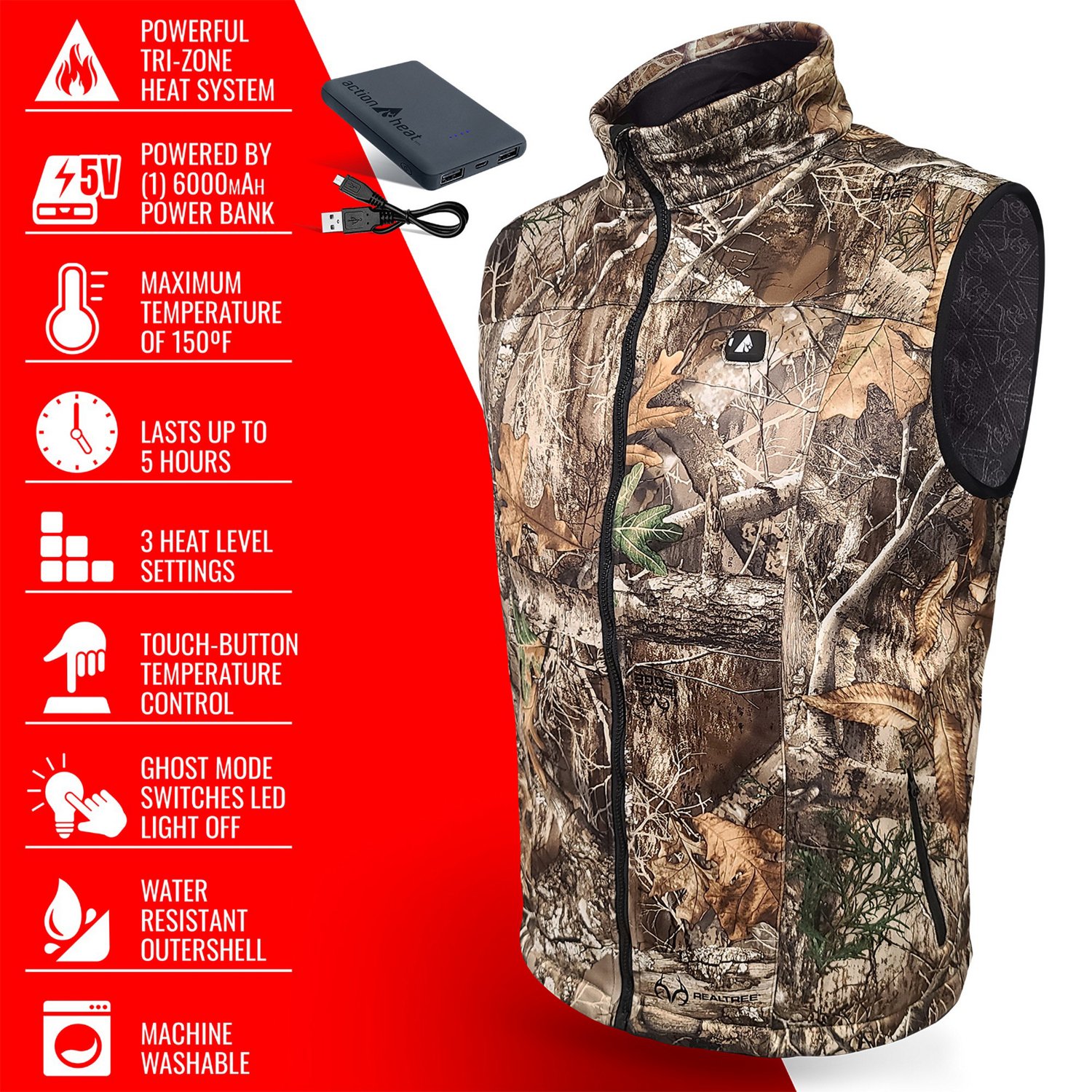 ActionHeat Men's 5V Battery Heated RT Camo Vest - view number 5