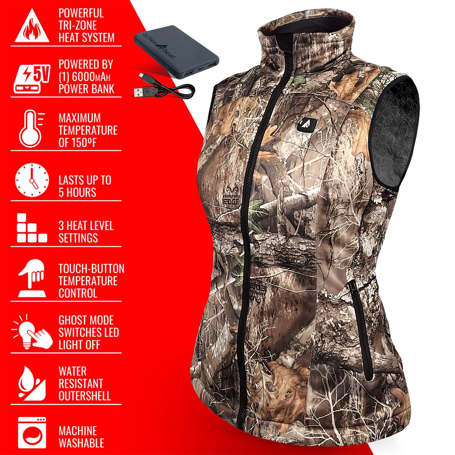 ActionHeat Women's 5V Battery Heated RT Camo Vest - view number 5