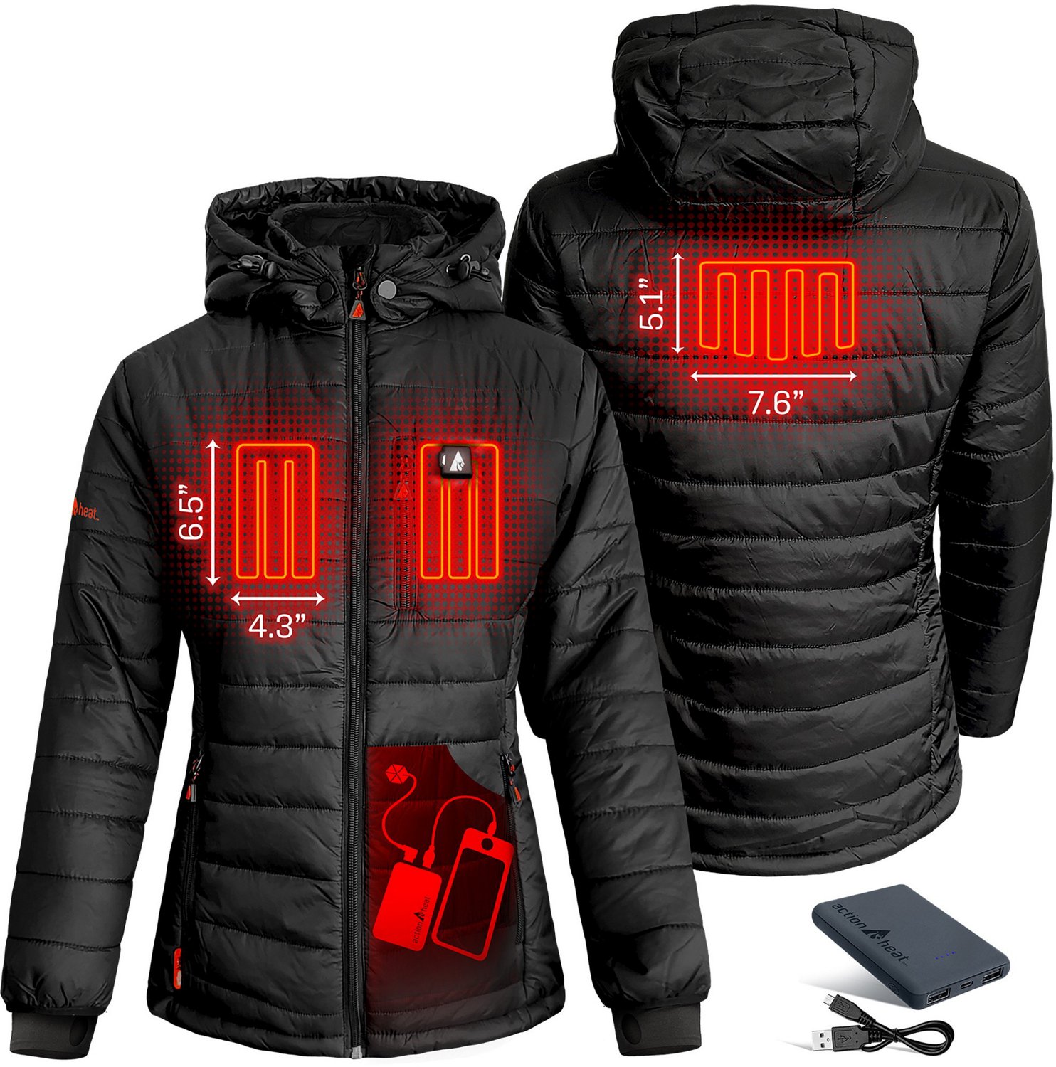 ActionHeat Women's 5V Battery Heated Puffer Jacket with Hood                                                                     - view number 3
