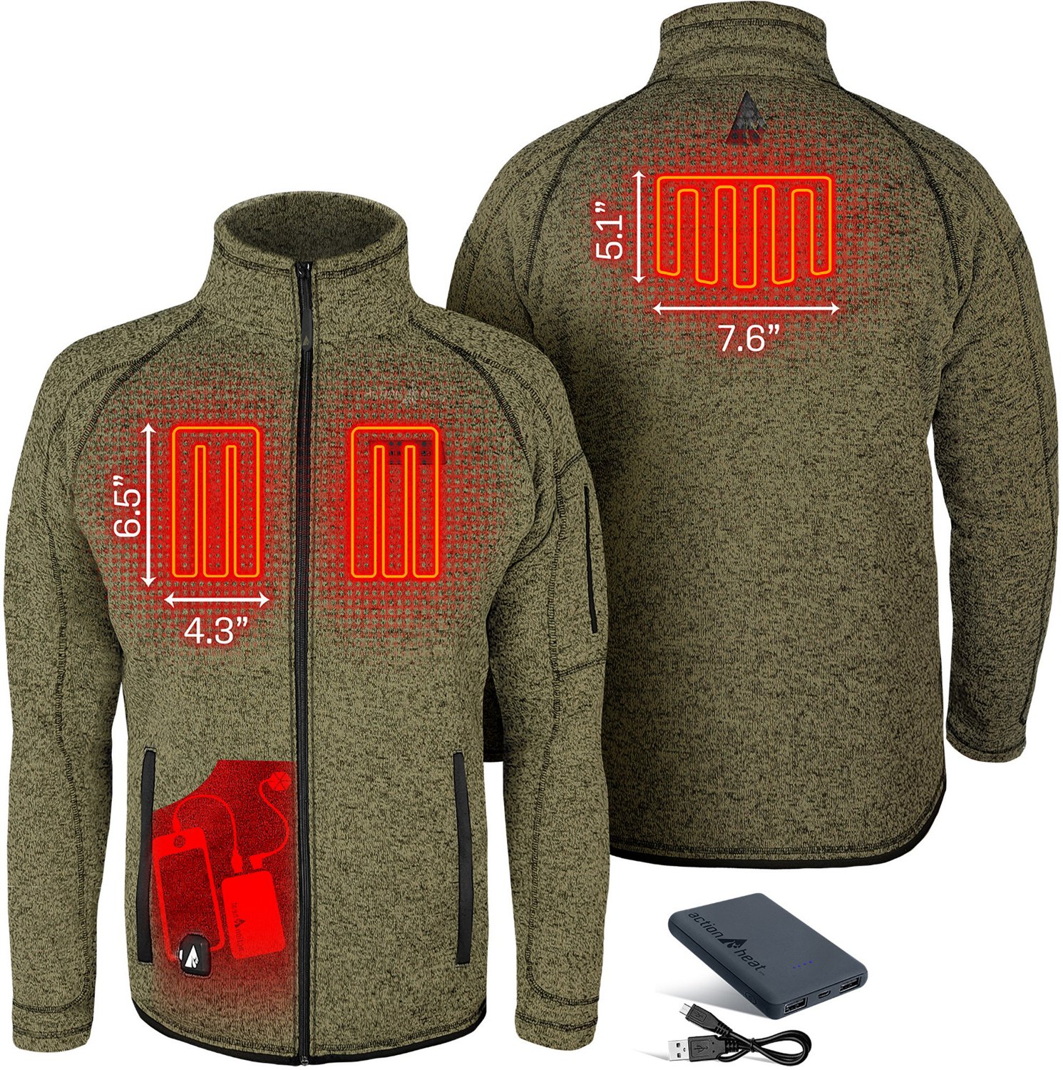 ActionHeat Men's Slim Fit 5V Battery Heated Sweater Jacket - view number 3