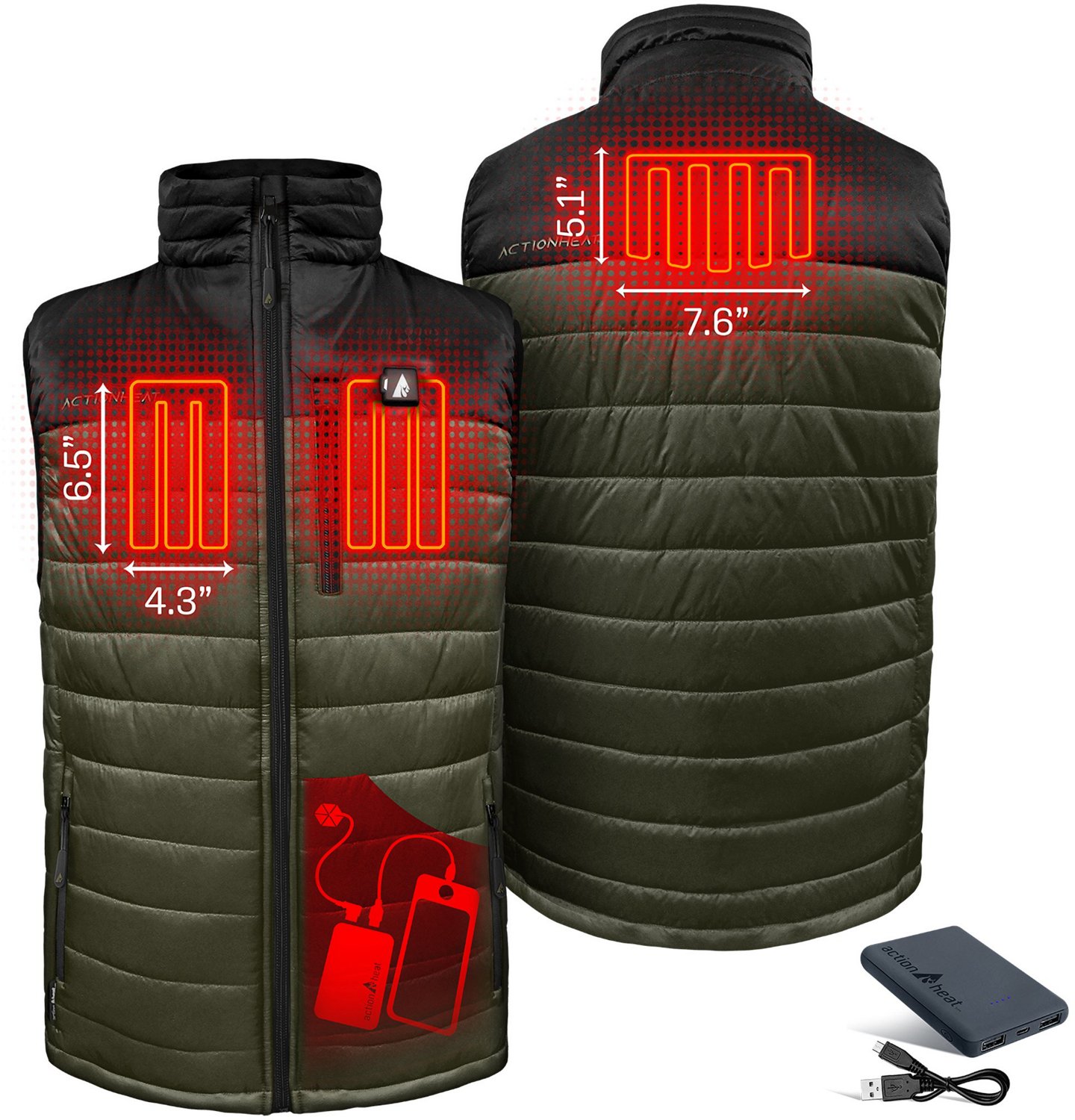 ActionHeat Men's 5V Battery Heated Pocono Puffer Vest