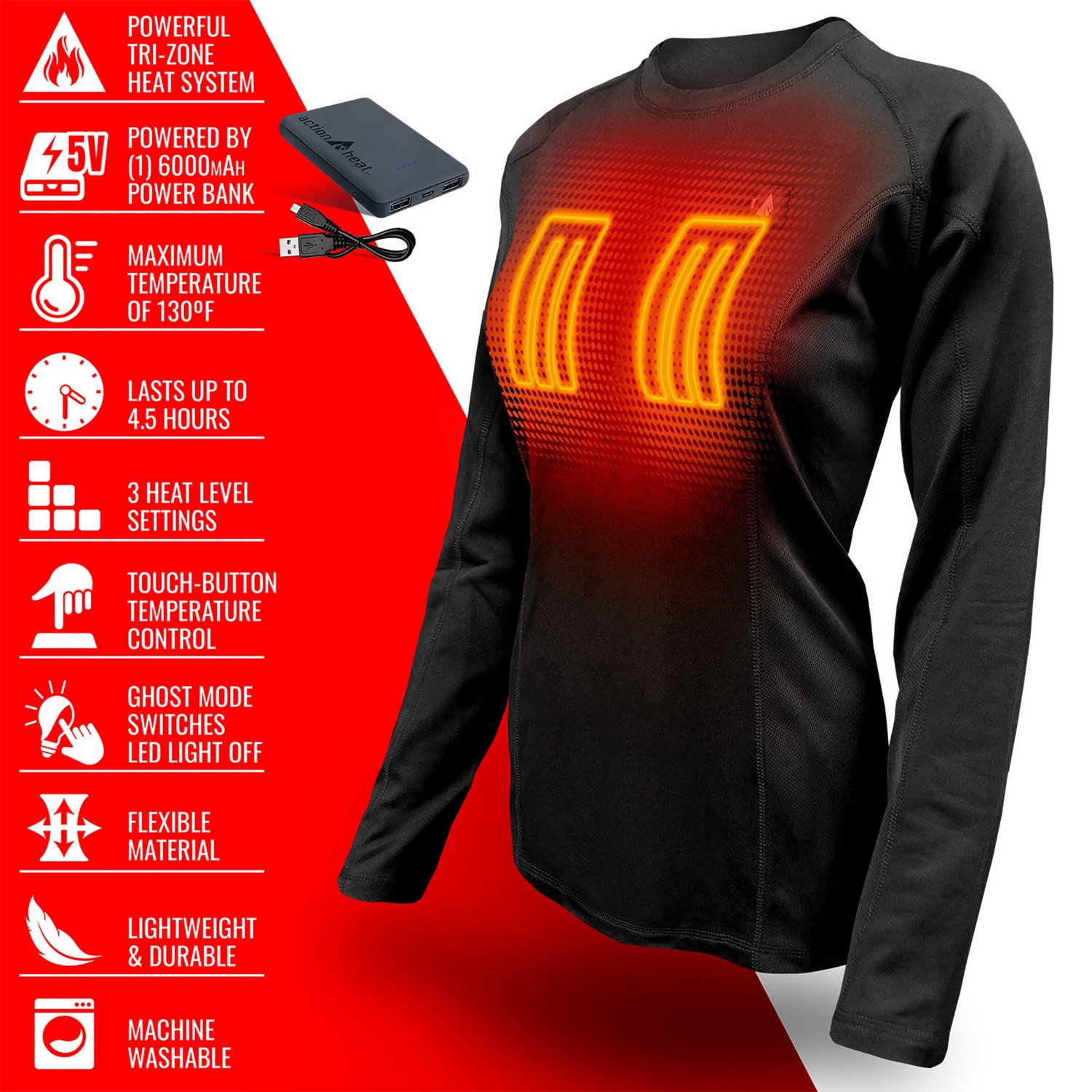 ActionHeat Women's 5 V Battery Heated Base Layer Shirt - view number 6