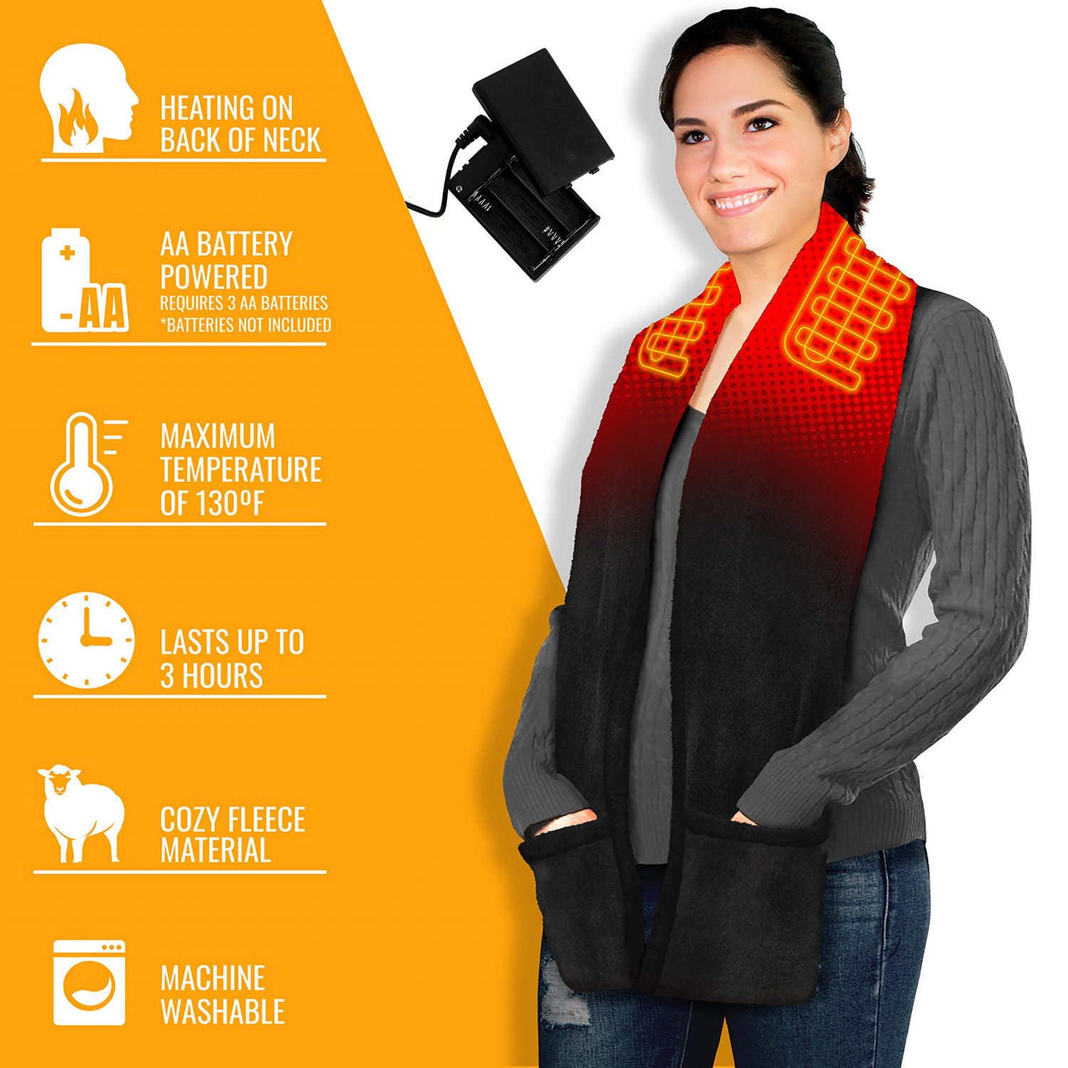 ActionHeat AA Battery Heated Fleece Scarf - view number 4