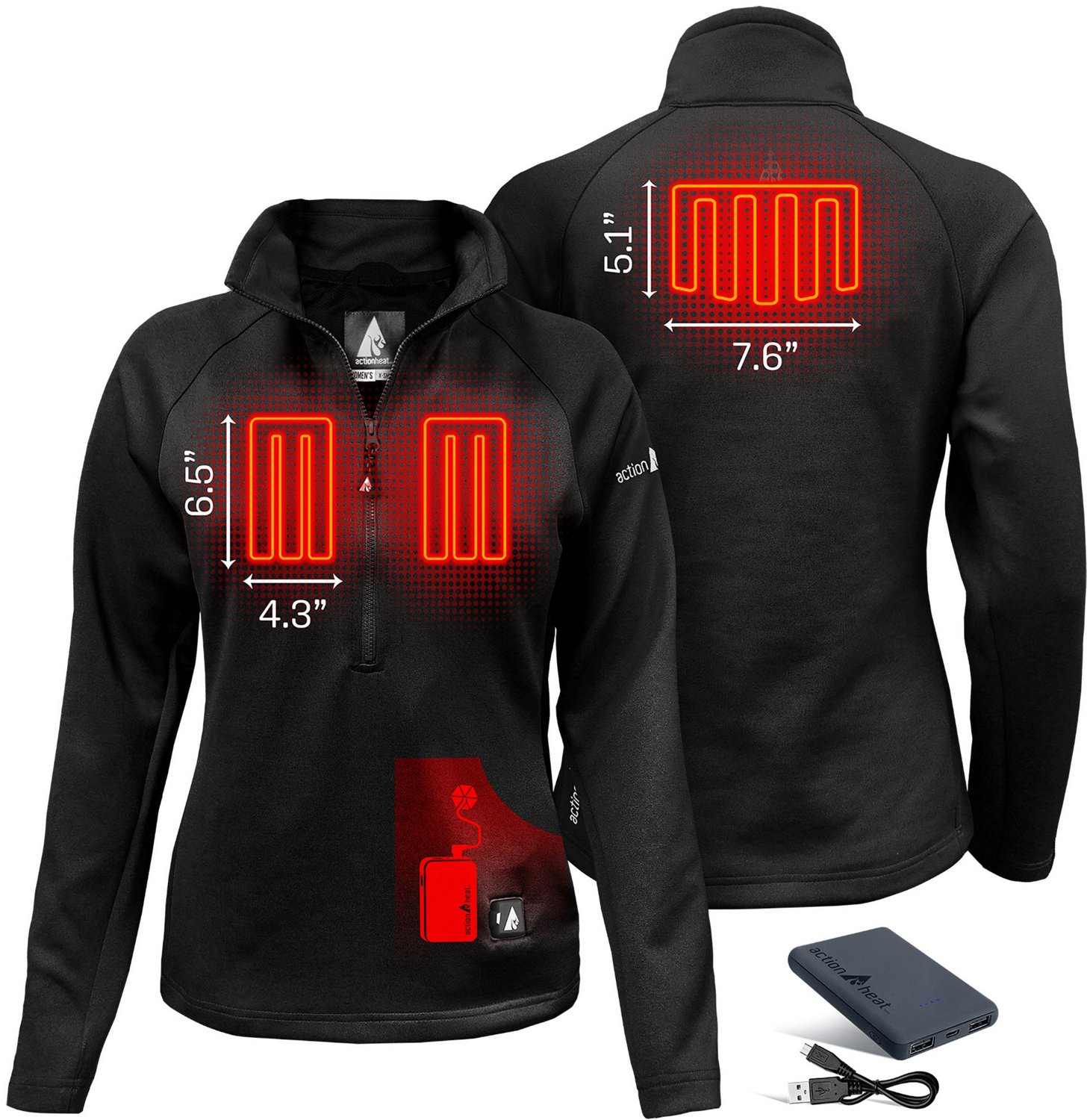 ActionHeat Women's Slim Fit 5V Battery Heated 1/2 Zip Pullover - view number 3