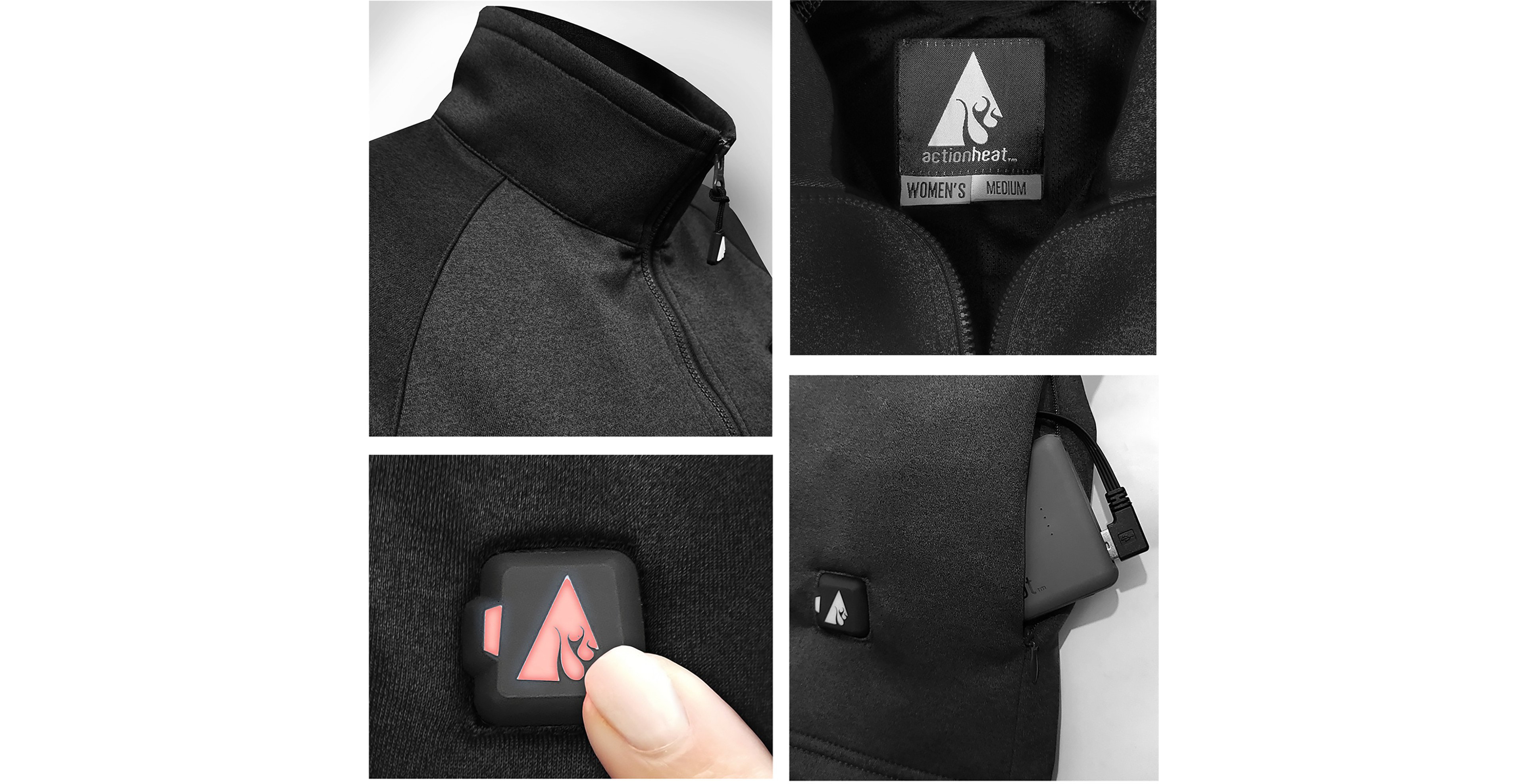ActionHeat Women's Slim Fit 5V Battery Heated 1/2 Zip Pullover
