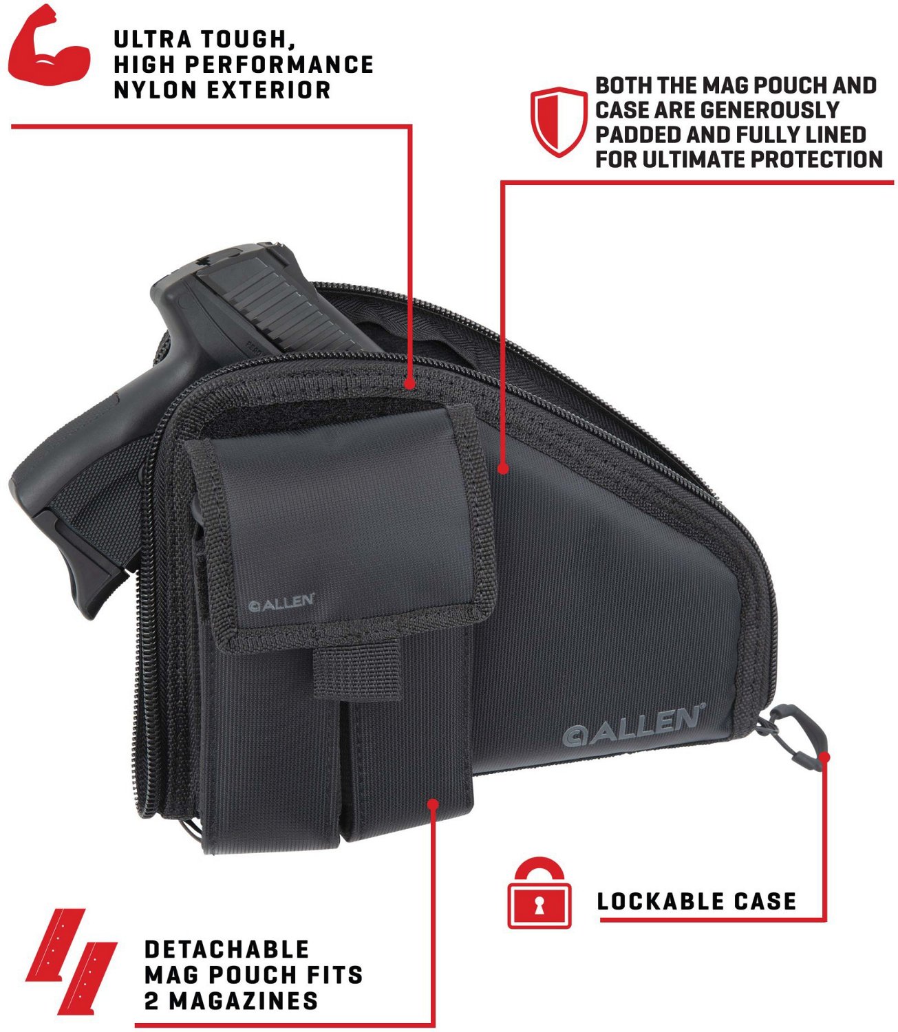 Allen Company Compact 8 in Pistol Case with Mag Pouch - view number 4