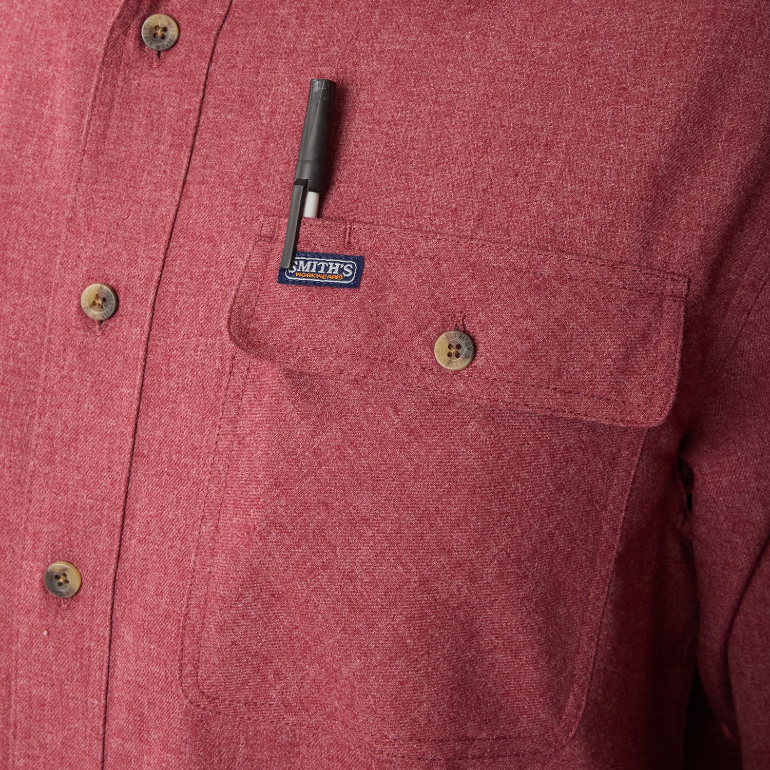 Smith's Workwear Men's 2 Pocket Solid Heather Flannel Shirt                                                                      - view number 3