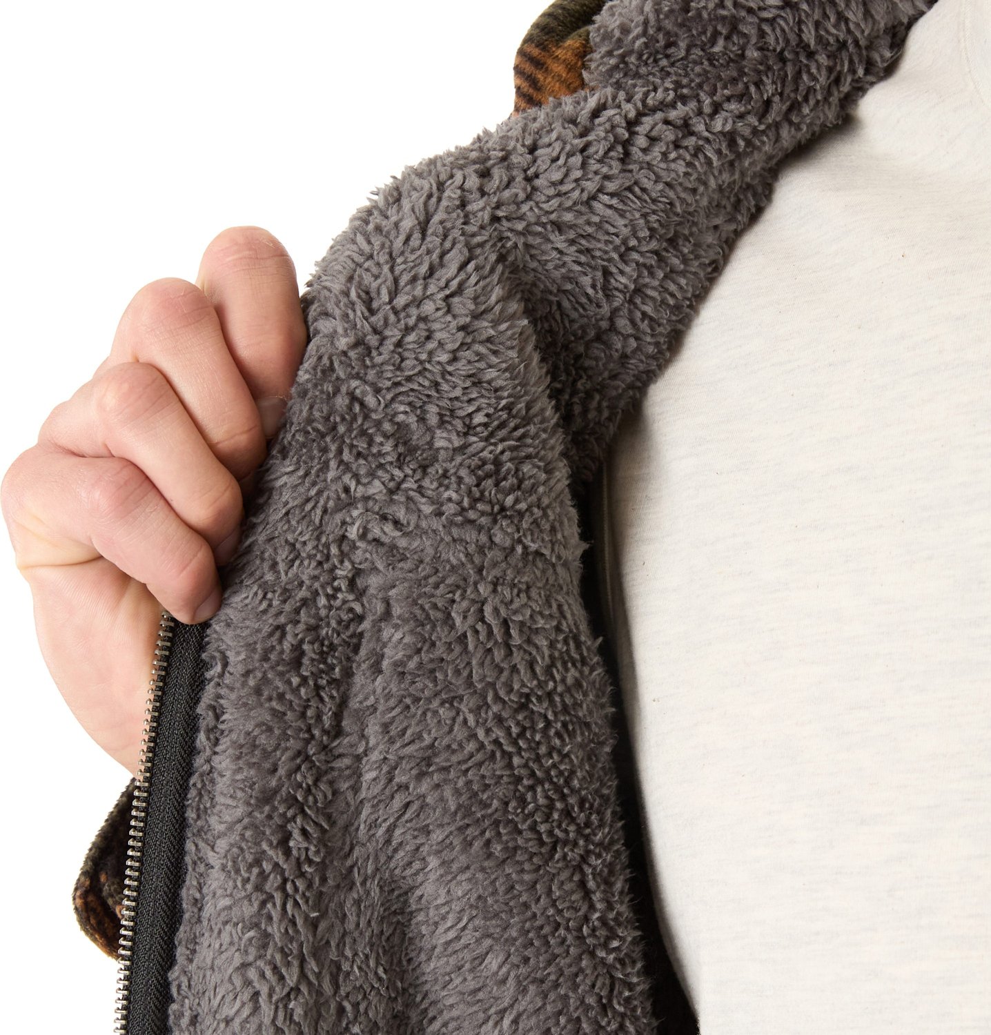 Smith's Workwear Men's Sherpa-Lined Full Zip Hooded Microfleece Shirt Jacket - view number 3