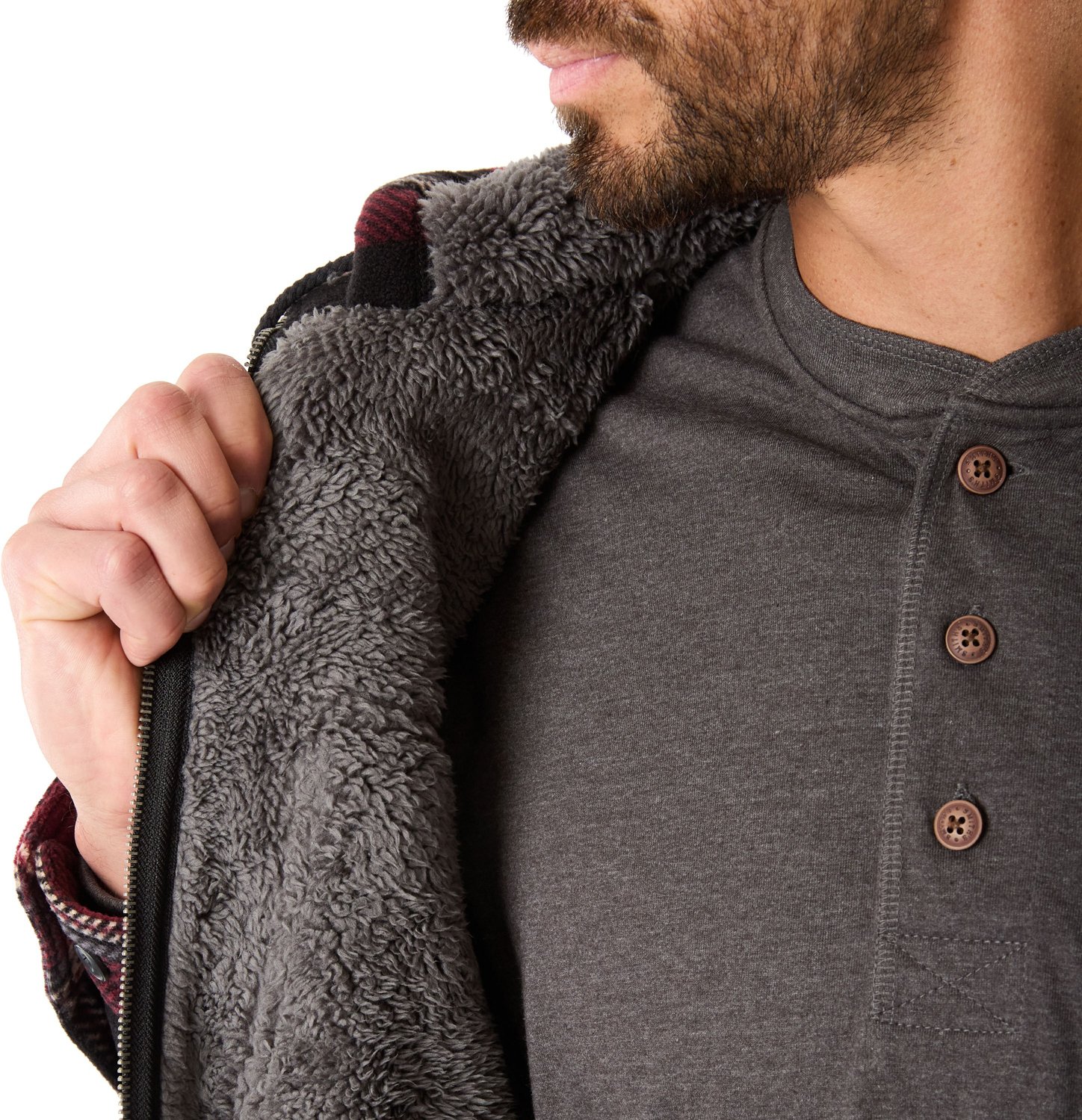 Smith's Workwear Men's Sherpa-Lined Full Zip Hooded Microfleece Shirt Jacket - view number 3