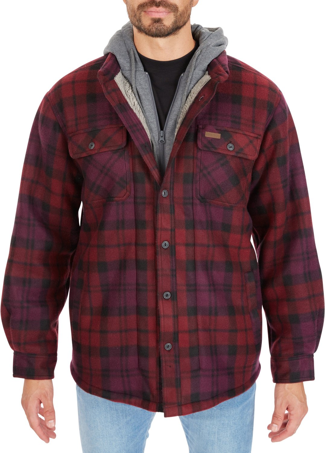 Smith's Workwear Men's Big & Tall Sherpa-Lined Microfleece Shirt Jacket ...
