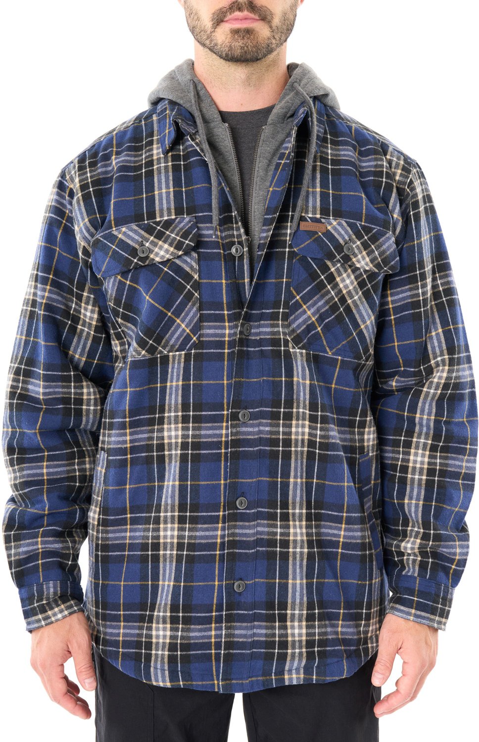 Smith s Workwear Men s Sherpa Lined Flannel Hooded Shirt Jacket Academy