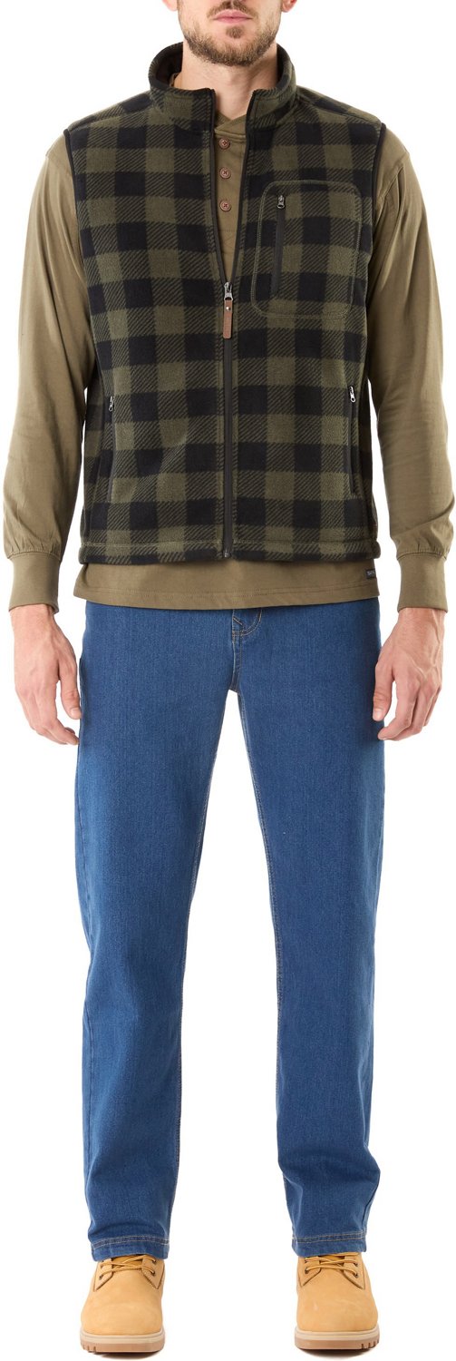 Smith's Workwear Men's Sherpa-Lined Plaid Micro Polarfleece Vest                                                                 - view number 5