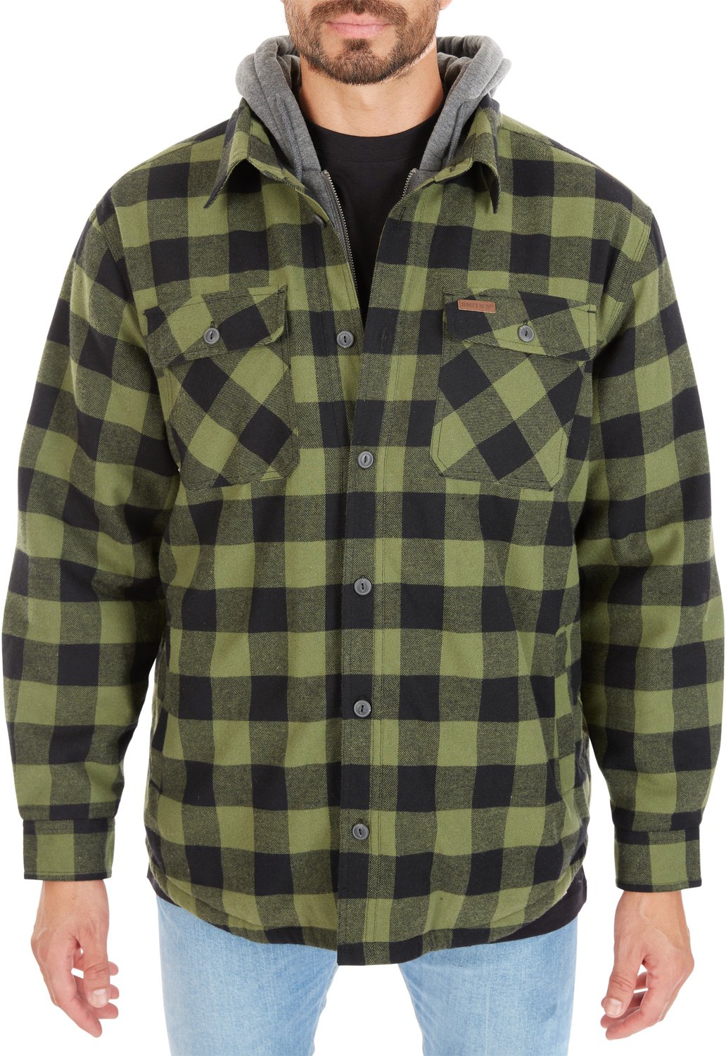 Smith's Workwear Men's Big & Tall Sherpa-Lined Hooded Flannel Shirt Jacket
