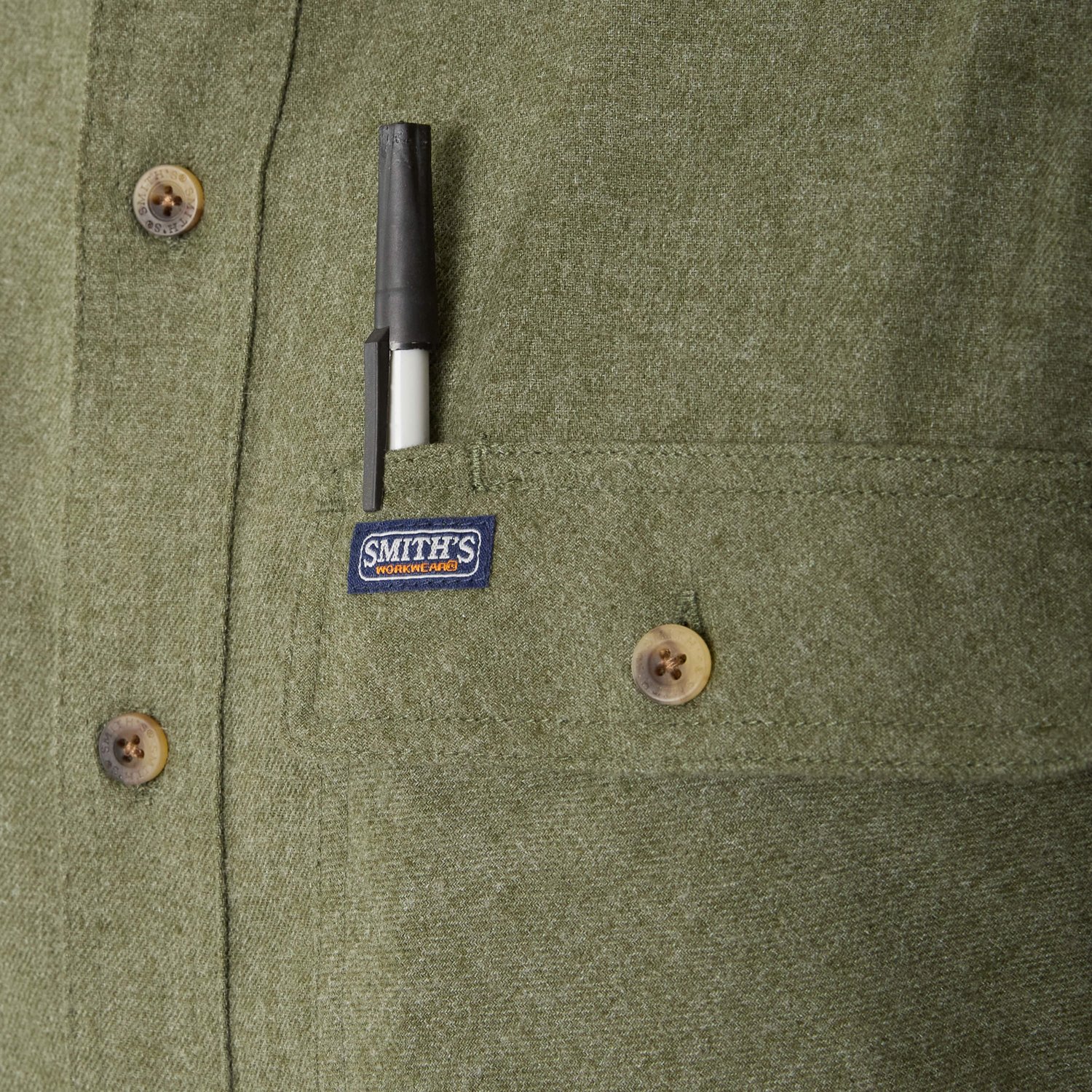 Smith's Workwear Men's 2 Pocket Solid Heather Flannel Shirt                                                                      - view number 3