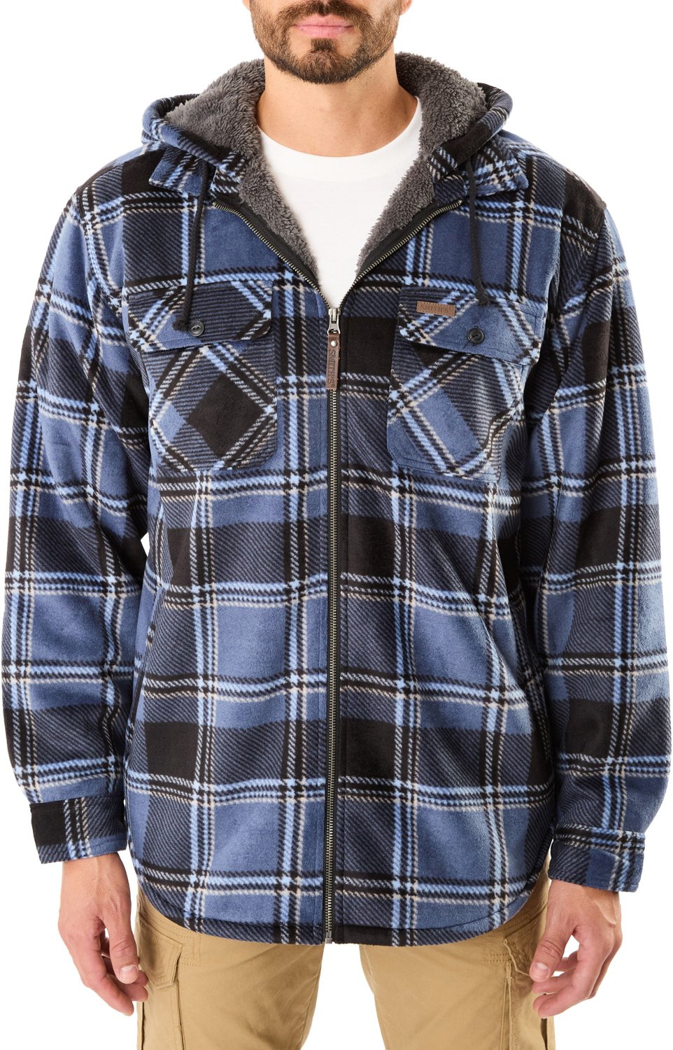 Smith's Workwear Men's Sherpa-Lined Full Zip Hooded Microfleece Shirt Jacket - view number 1