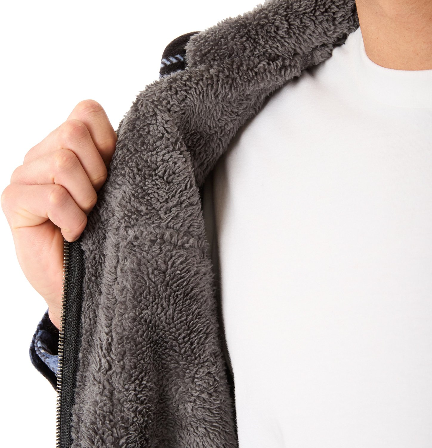 Smith's Workwear Men's Sherpa-Lined Full Zip Hooded Microfleece Shirt Jacket - view number 3