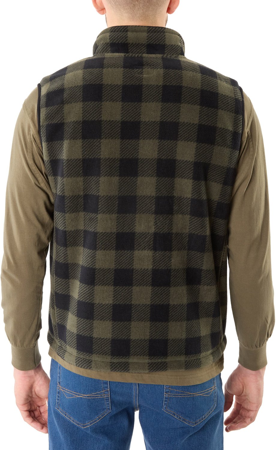 Smith's Workwear Men's Sherpa-Lined Plaid Micro Polarfleece Vest                                                                 - view number 2