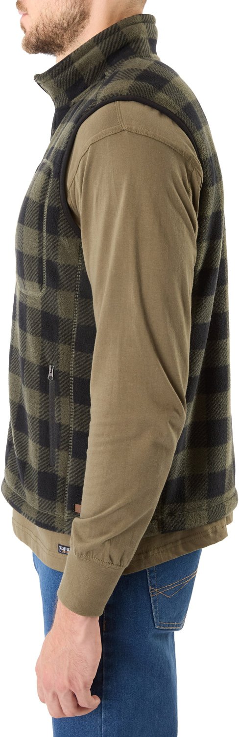 Smith's Workwear Men's Sherpa-Lined Plaid Micro Polarfleece Vest                                                                 - view number 3