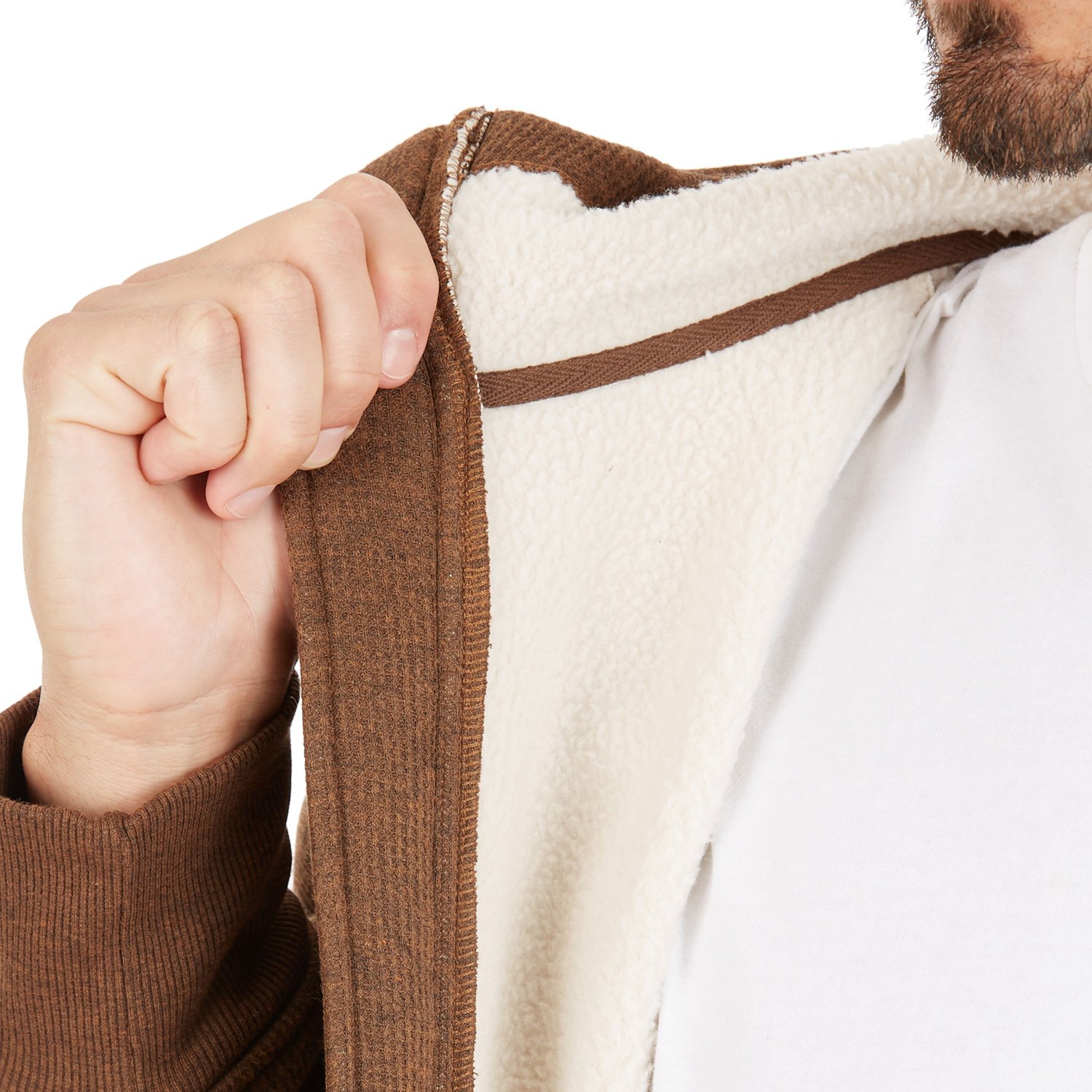Smith's Workwear Men's Big & Tall Sherpa-Lined Heathered Thermal Hooded Full-Zip Shirt Jacket - view number 3