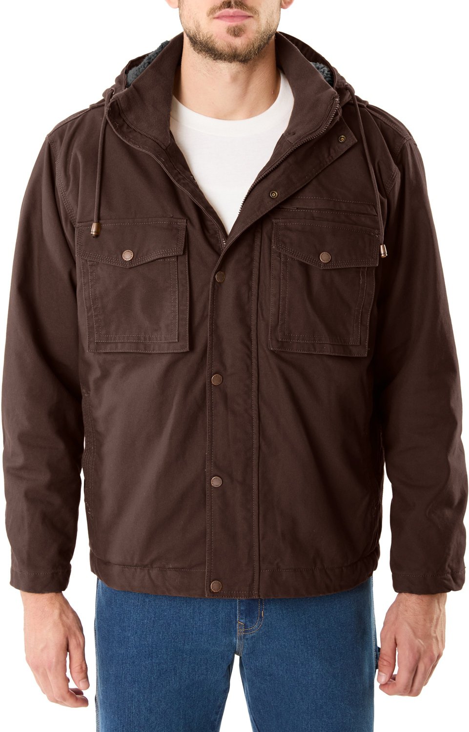 Smith's Workwear Men's Sherpa Lined Duck Canvas Hooded Work Jacket                                                               - view number 1
