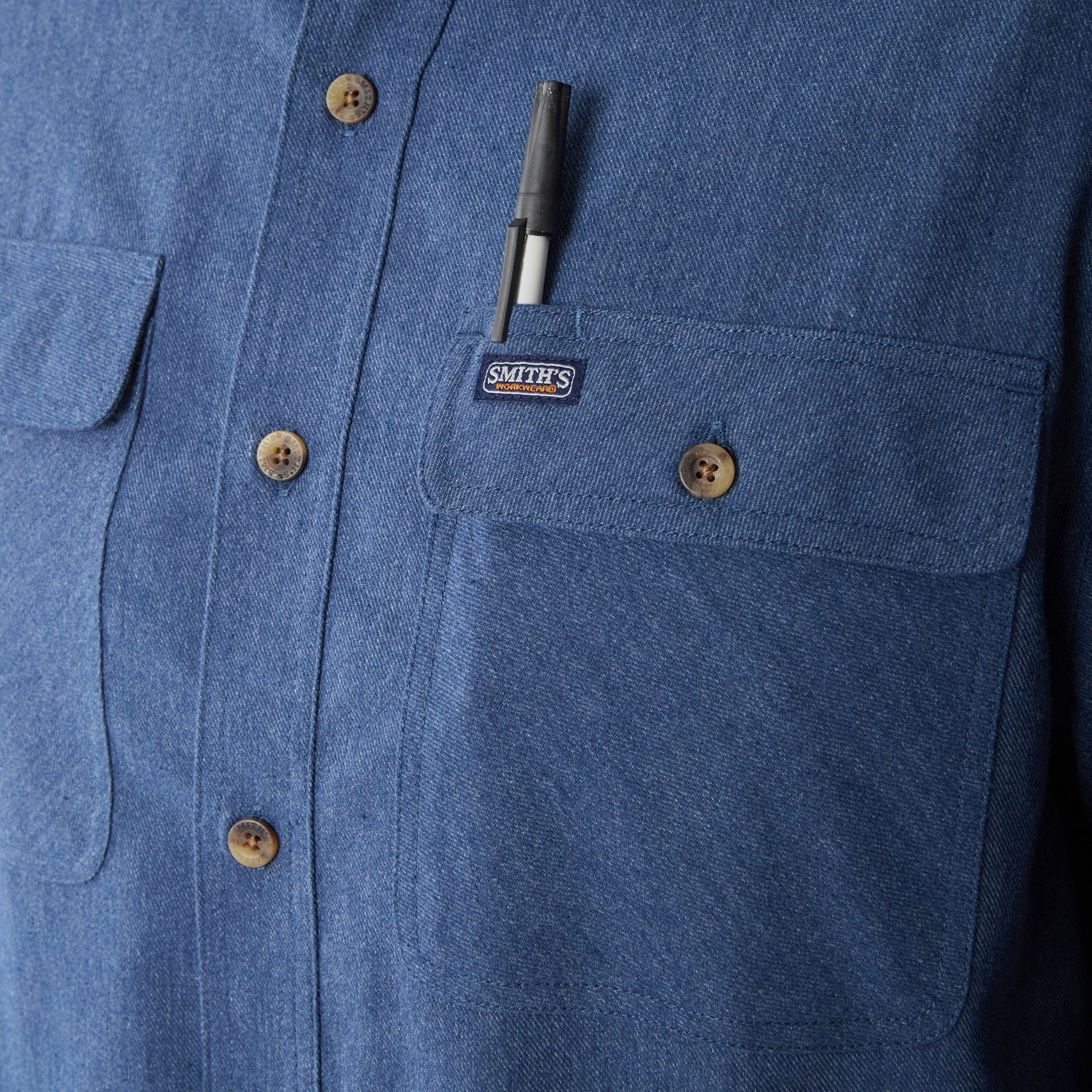 Smith's Workwear Men's 2 Pocket Solid Heather Flannel Shirt                                                                      - view number 3