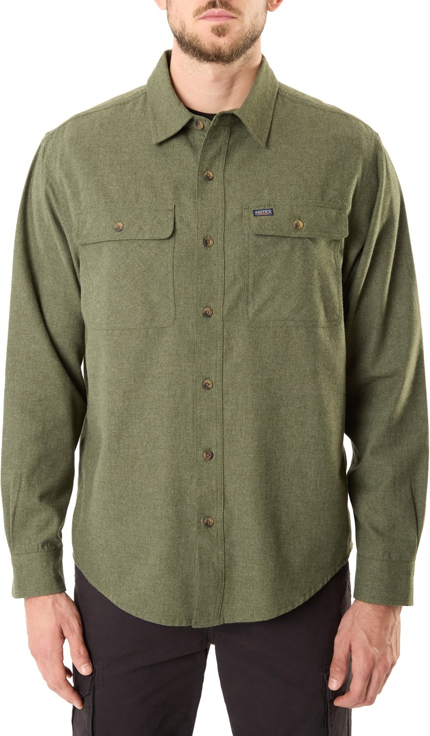 Smith's Workwear Men's 2 Pocket Solid Heather Flannel Shirt                                                                      - view number 1