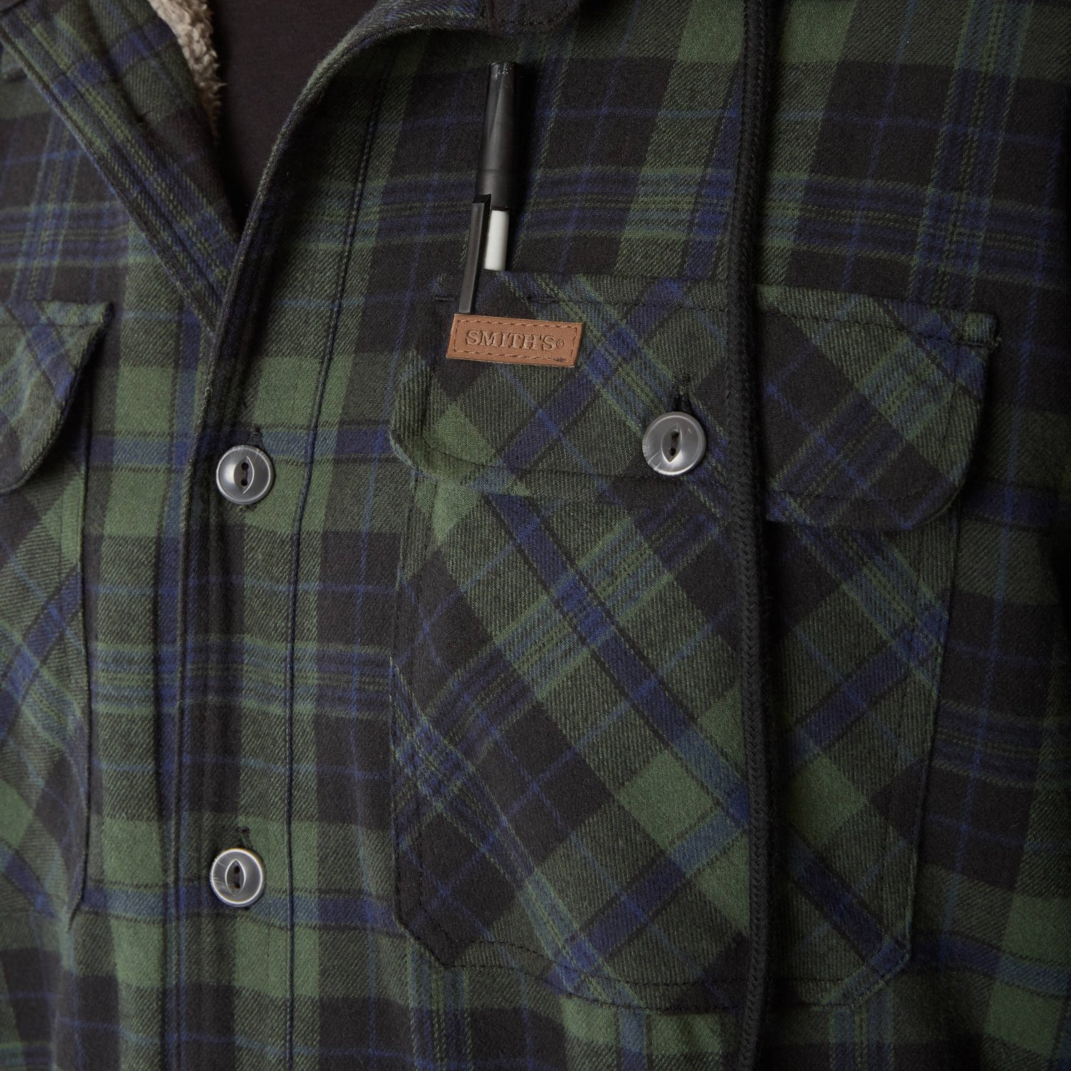 Smith's Workwear Men's Sherpa-Lined Hooded Flannel Shirt Jacket - view number 4
