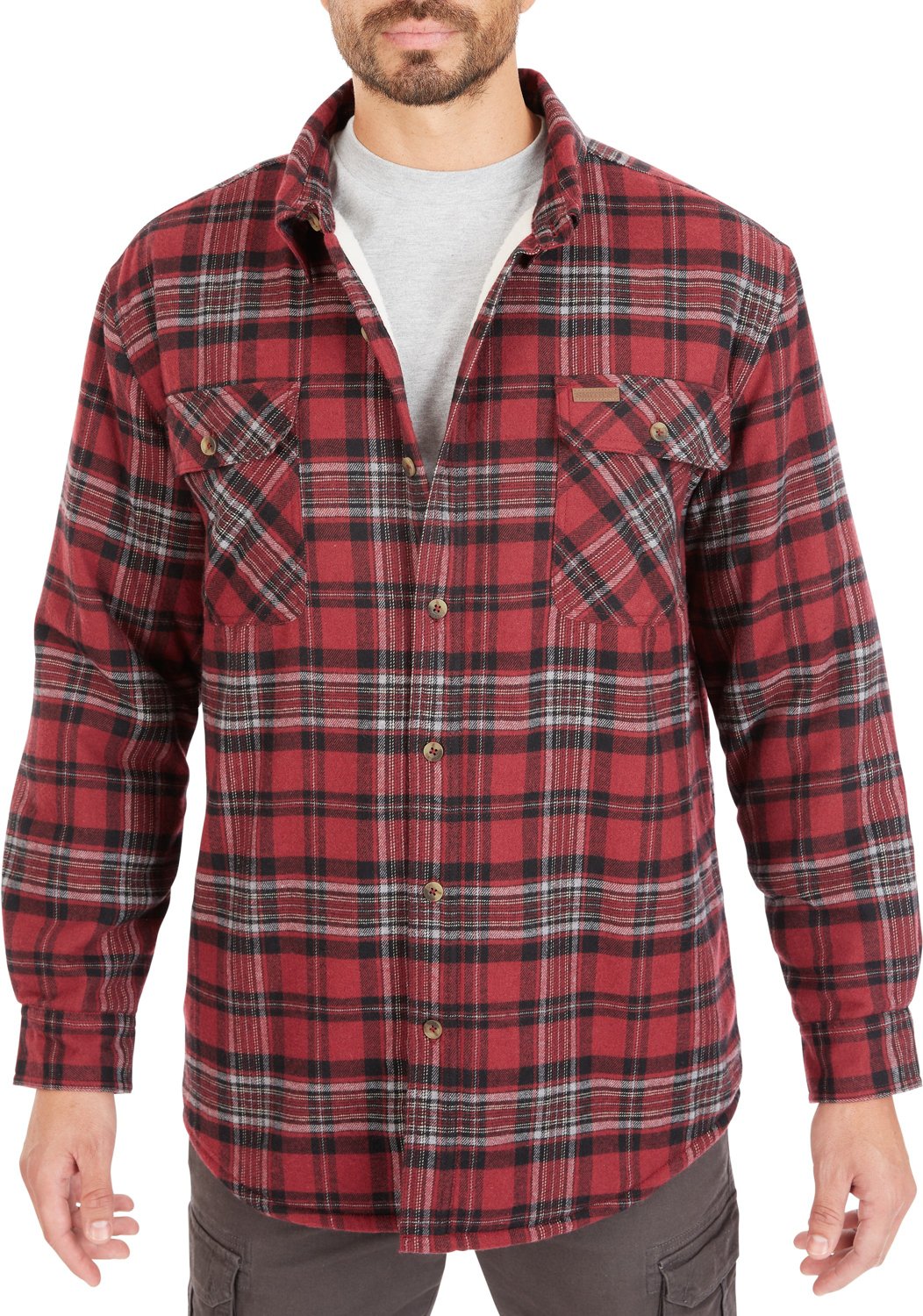 Smith's Workwear Men's Big & Tall Sherpa-Lined Flannel Shirt Jacket ...