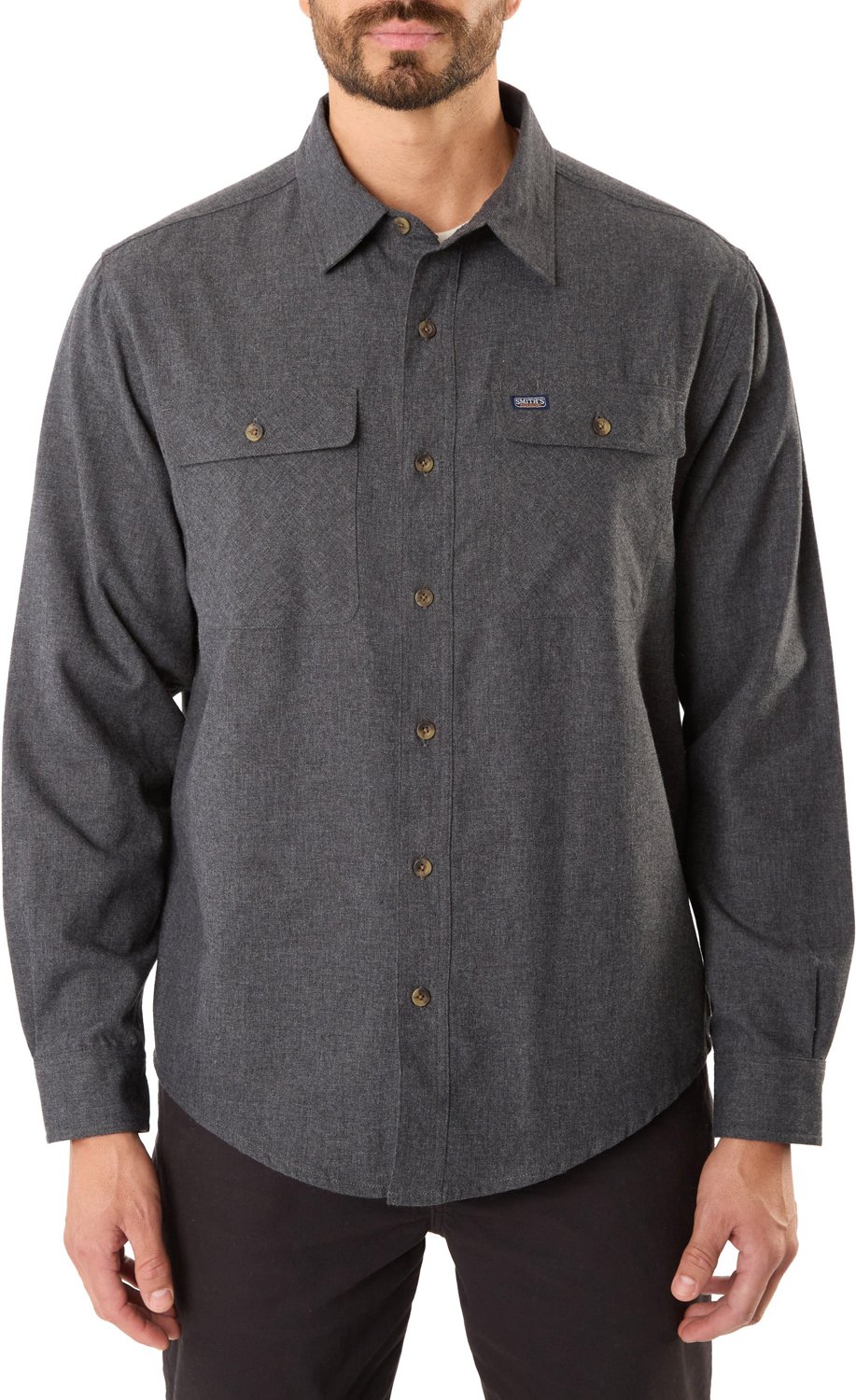 Smith's Workwear Men's 2 Pocket Solid Heather Flannel Shirt                                                                      - view number 1