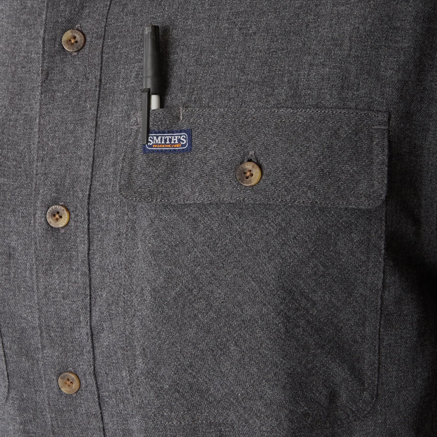 Smith's Workwear Men's 2 Pocket Solid Heather Flannel Shirt                                                                      - view number 3