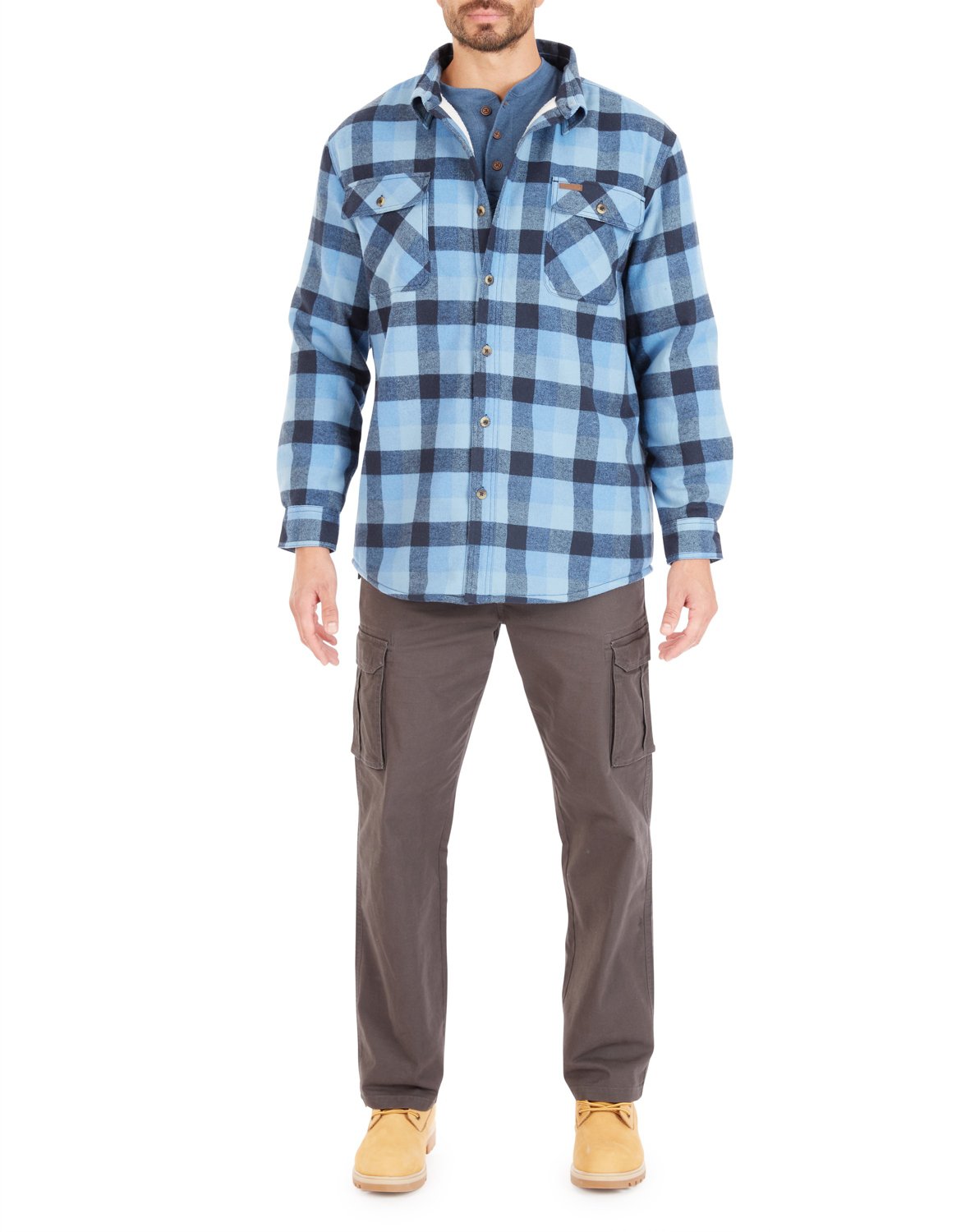 Smith's Workwear Men's Big & Tall Sherpa-Lined Flannel Shirt Jacket - view number 4
