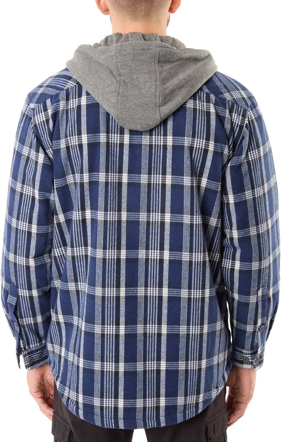 Smith's Workwear Men's Big & Tall Sherpa-Lined Hooded Flannel Shirt Jacket - view number 2