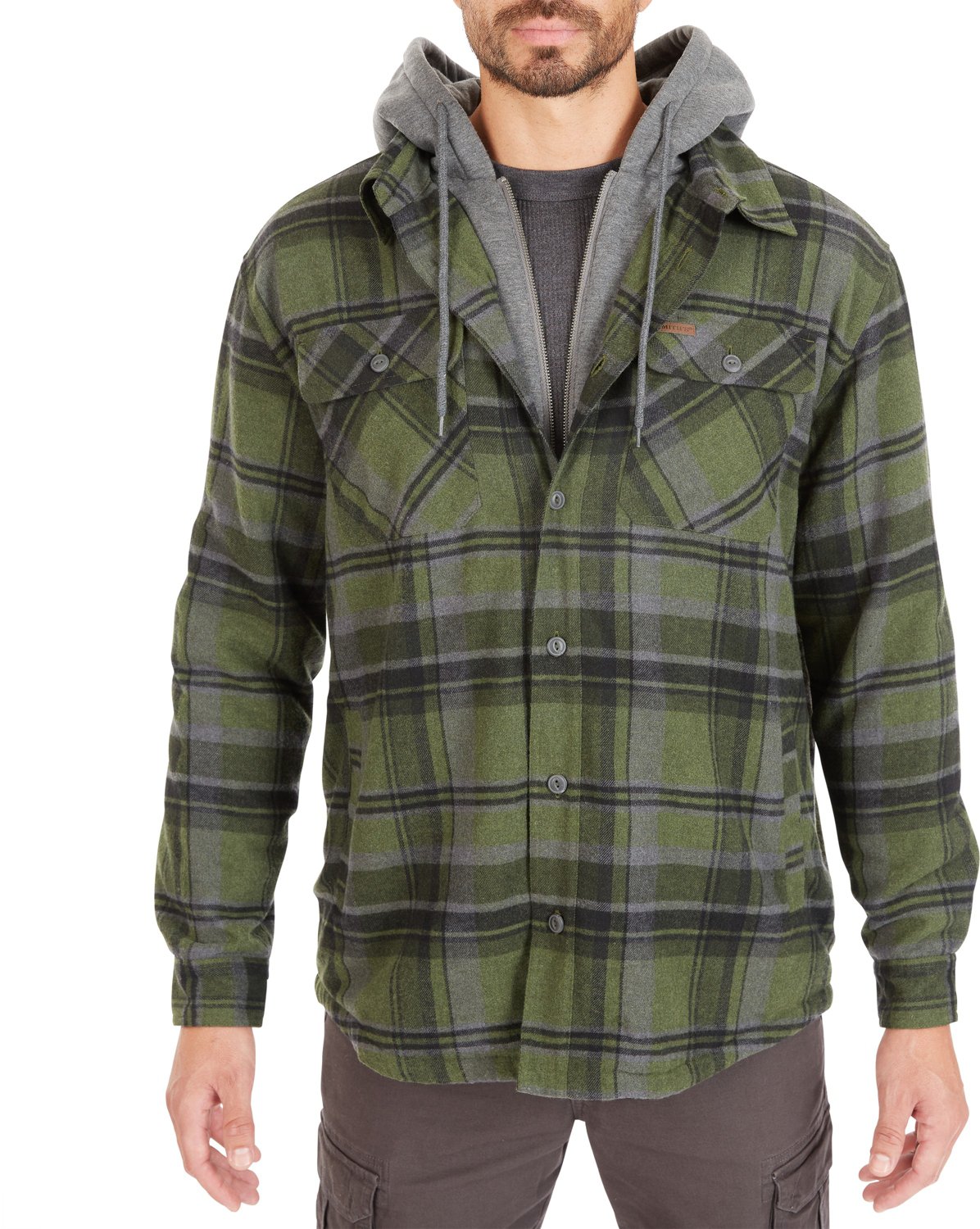 Sherpa lined hooded online flannel jacket