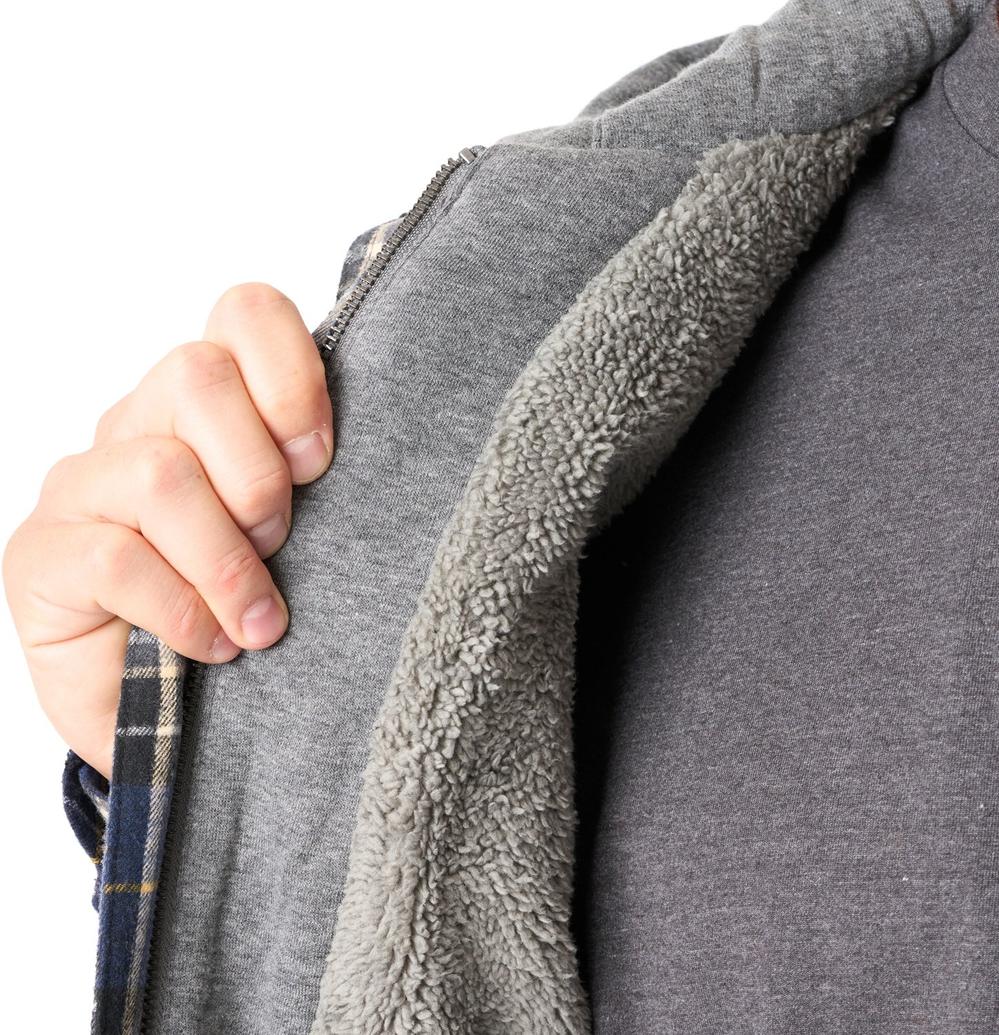 Smith's Workwear Men's Big & Tall Sherpa-Lined Hooded Flannel Shirt Jacket - view number 4