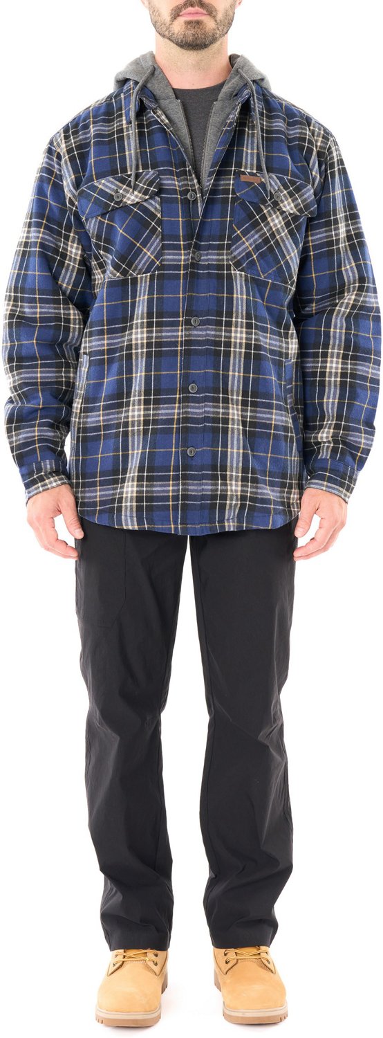 Smith's Workwear Men's Big & Tall Sherpa-Lined Hooded Flannel Shirt Jacket - view number 5