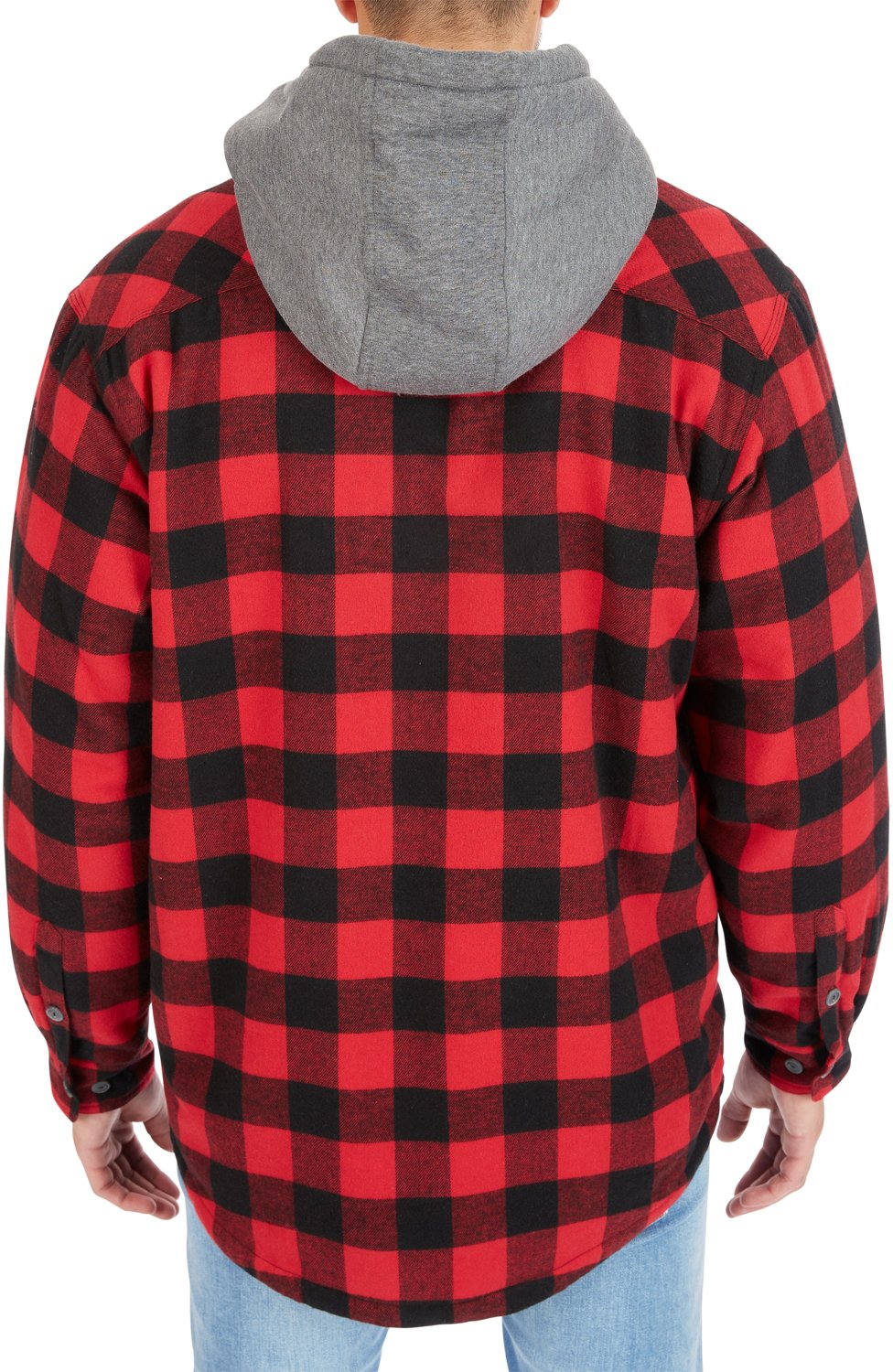 Smith's Workwear Men's Big & Tall Sherpa-Lined Hooded Flannel Shirt Jacket - view number 2