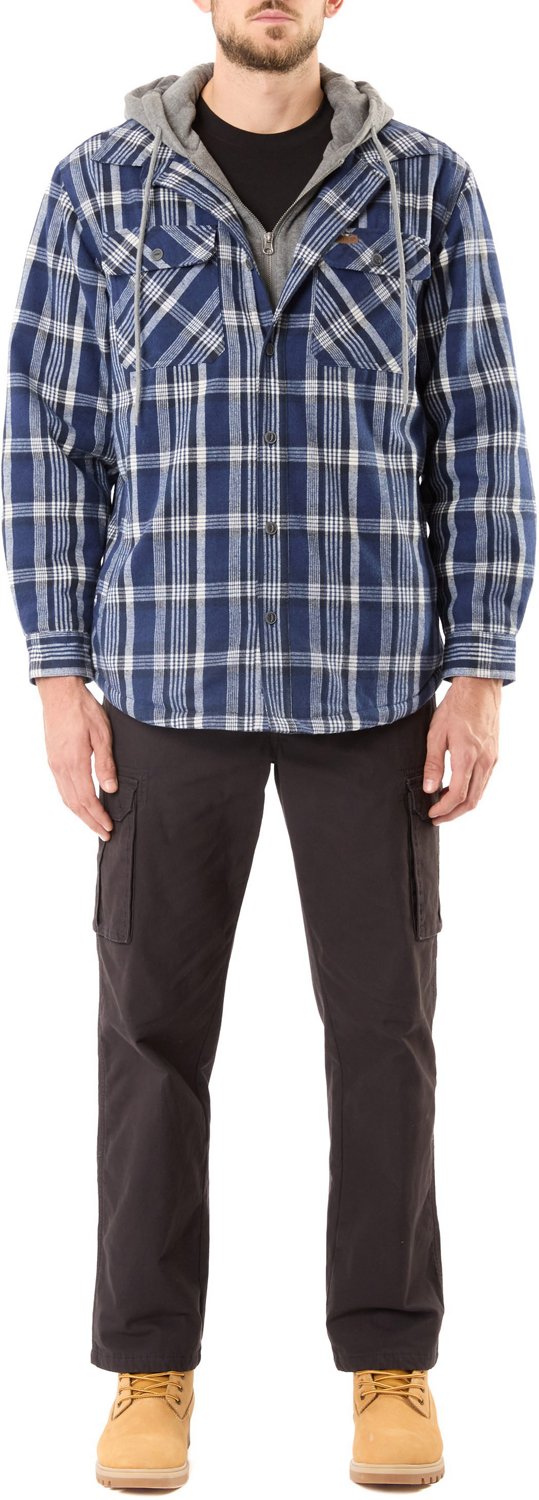 Smith's Workwear Men's Big & Tall Sherpa-Lined Hooded Flannel Shirt Jacket - view number 4