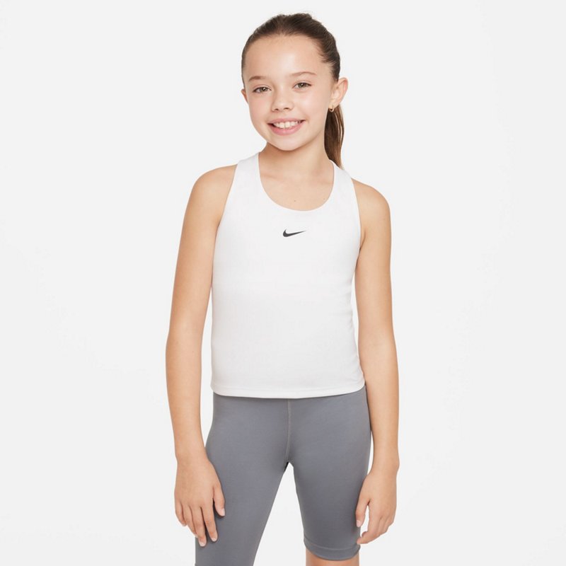 Nike Girls' DF Swoosh Tank Sports Bra White, Small - Girl's Bodywear at Academy Sports