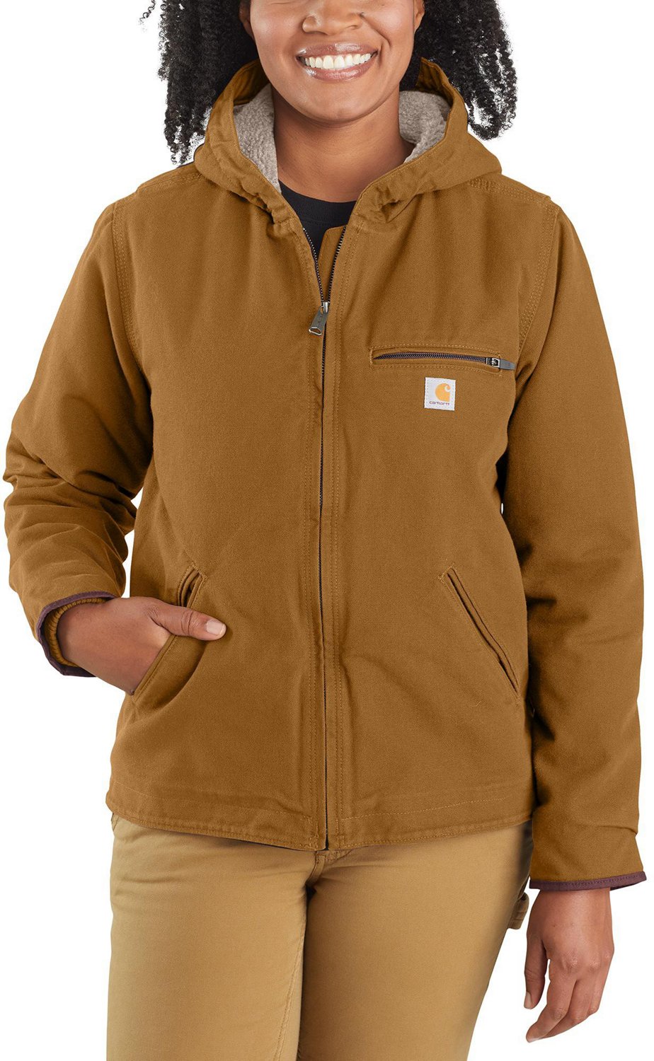 Carhartt women's cedar cheap fleece sherpa hooded jacket