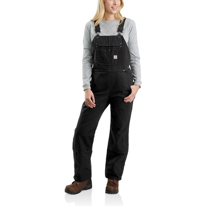 Photos - Ski Wear Carhartt Women's Relaxed Fit Washed Duck Insulated Bib Overall Black, X-Large - Women's Fishing Bottoms at Academy Sports 10 