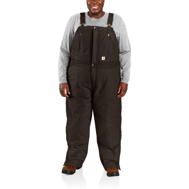 Carhartt Women's Loose Fit Washed Duck Insulated Plus Size Bib Coverall Dark Brown, 1X - Women's Fishing Bottoms at Academy Sports