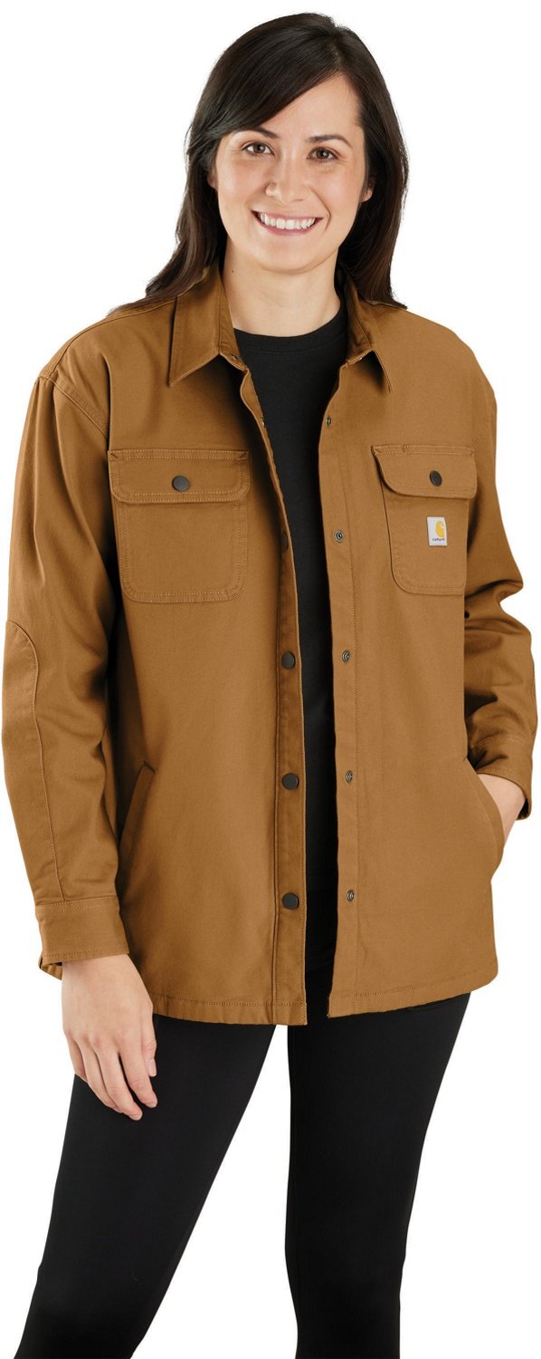 Carhartt Women's Rugged Flex Loose Fit Canvas Fleece-Lined Shirt Jacket -  106024-217-M