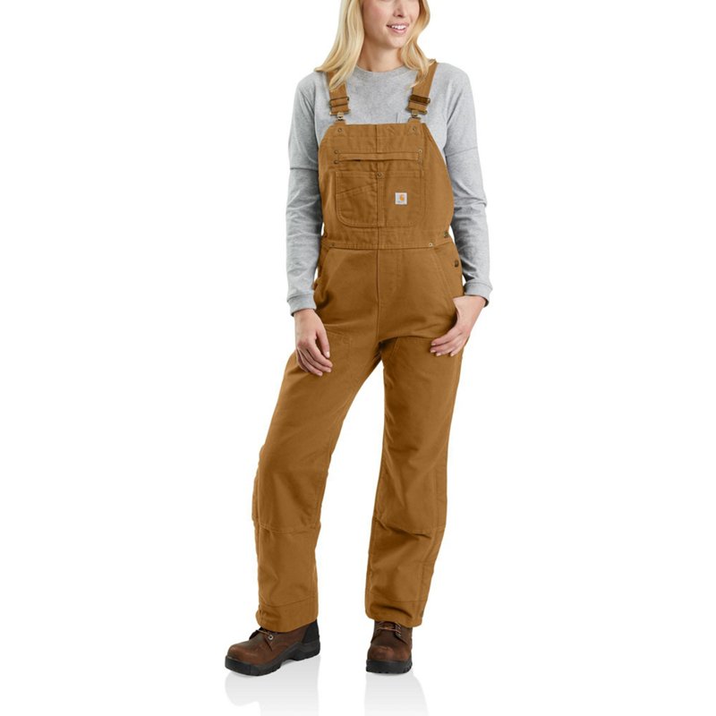Carhartt Women's Relaxed Fit Washed Duck Insulated Bib Overall Brown, X-Large - Women's Fishing Bottoms at Academy Sports