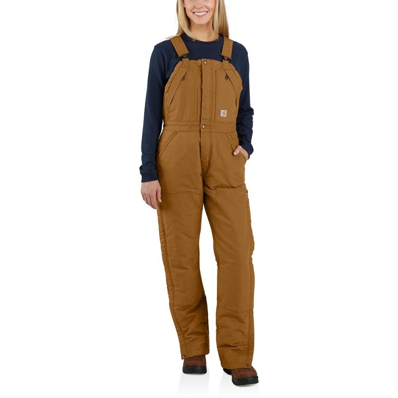 Carhartt Women's Loose Fit Washed Duck Insulated Bib Coverall Carhartt Brown, X-Large - Women's Fishing Bottoms at Academy Sports