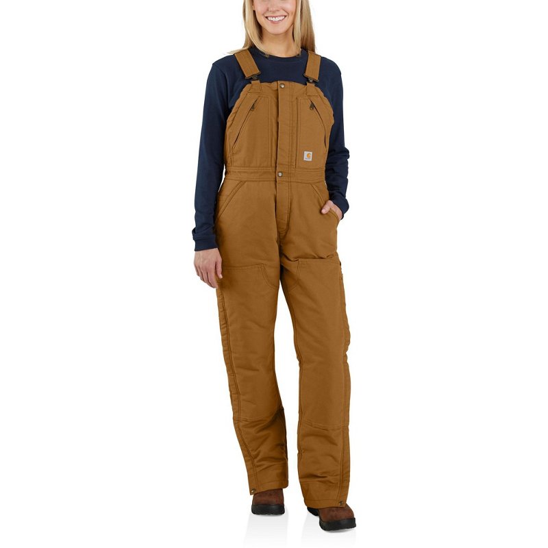 Carhartt Women's Loose Fit Washed Duck Insulated Bib Coverall Carhartt Brown, Large - Women's Fishing Bottoms at Academy Sports