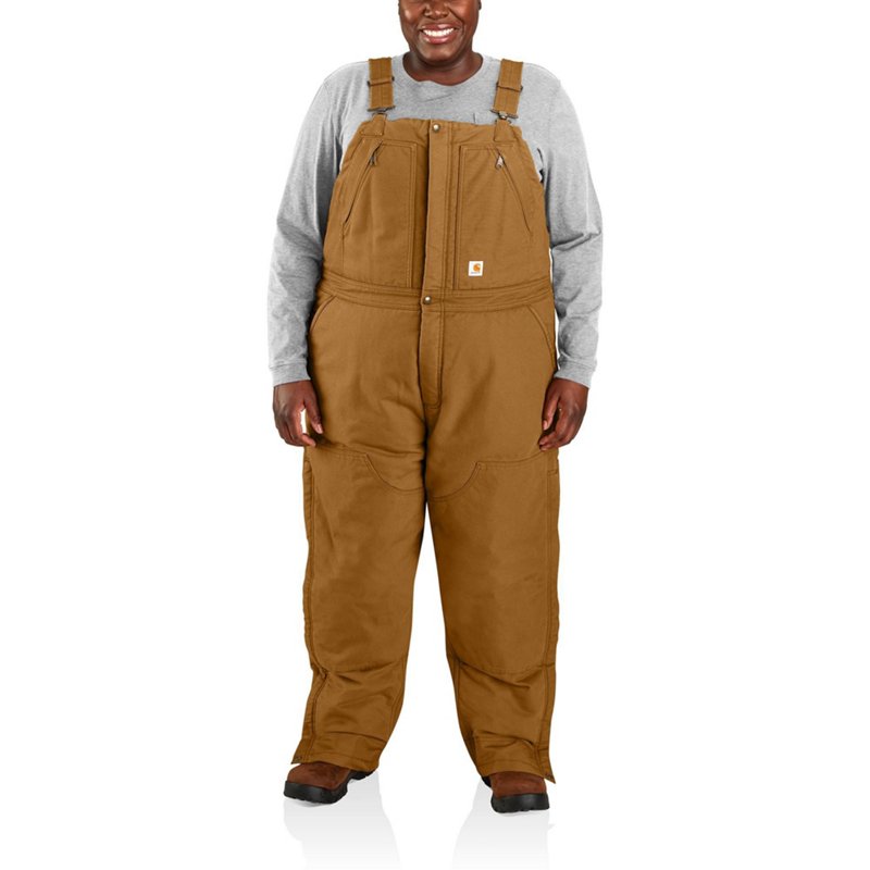 Carhartt Women's Loose Fit Washed Duck Insulated Plus Size Bib Coverall Carhartt Brown, 3X - Women's Fishing Bottoms at Academy Sports