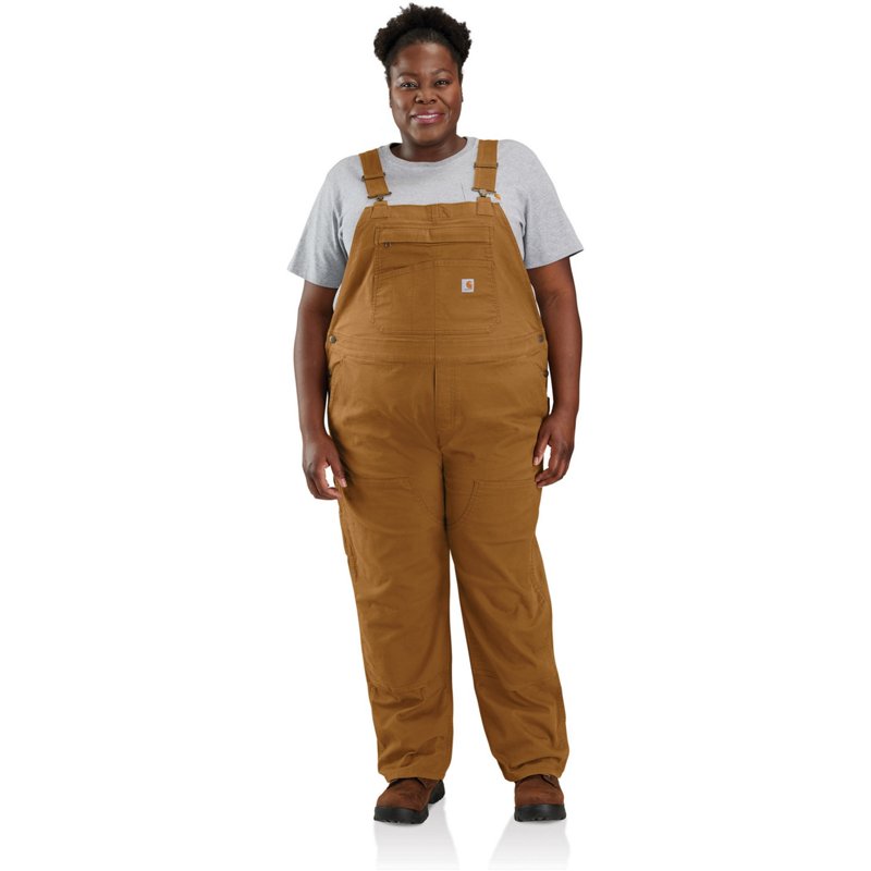 Carhartt Women's Rugged Flex Loose Fit Plus Size Canvas Bib Overalls Carhartt Brown, 2X - Women's Fishing Bottoms at Academy Sports